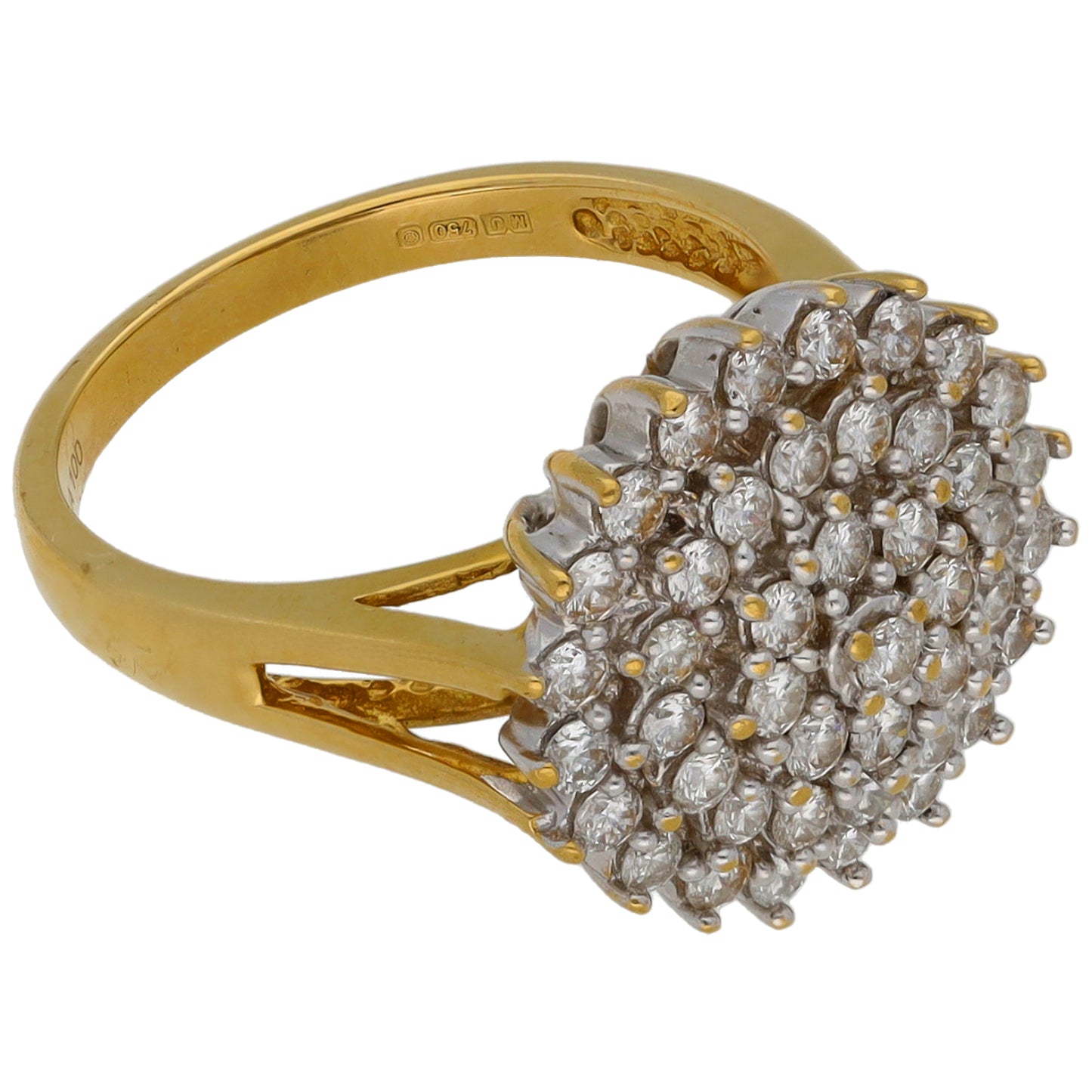 18ct Gold 1.00ct Round Diamond Cluster Ring Size N
