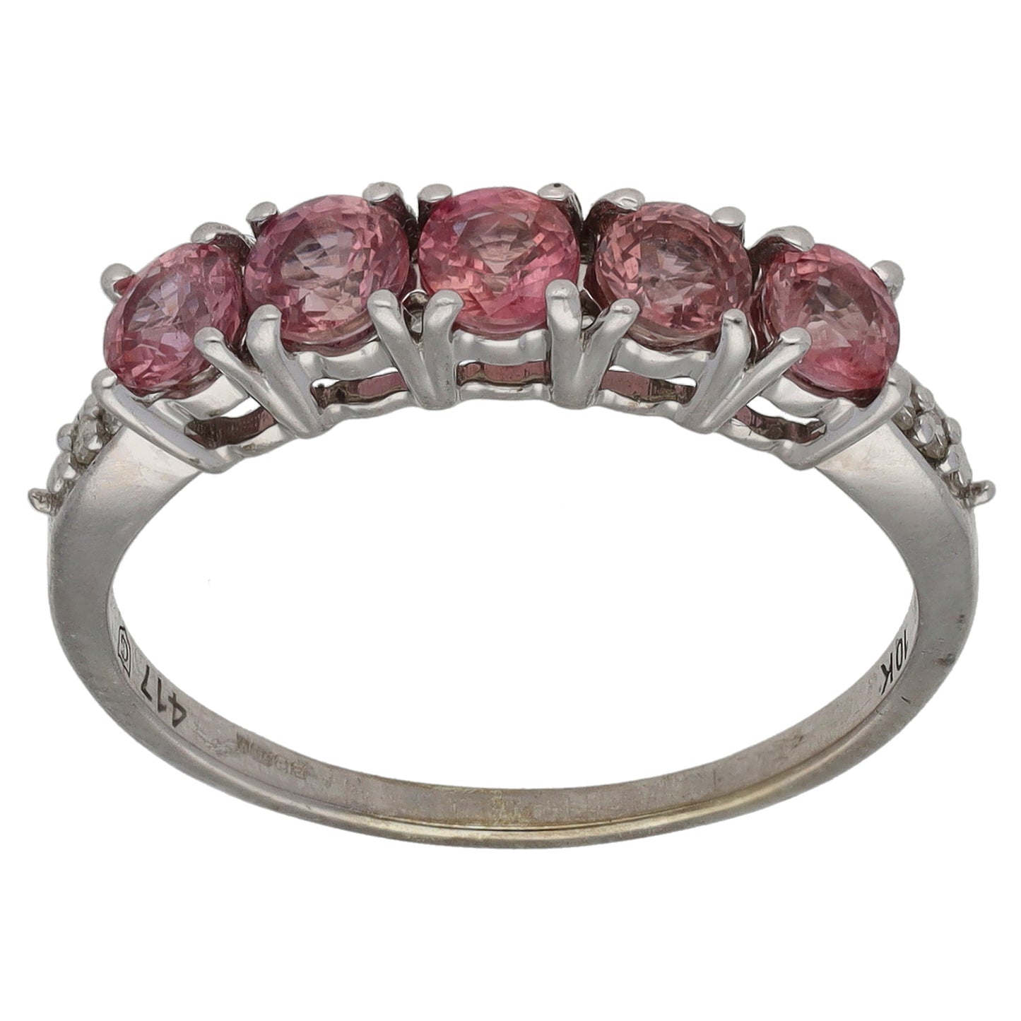 9ct White Gold Sapphire & 0.01ct Diamond Half Eternity Ring Size N