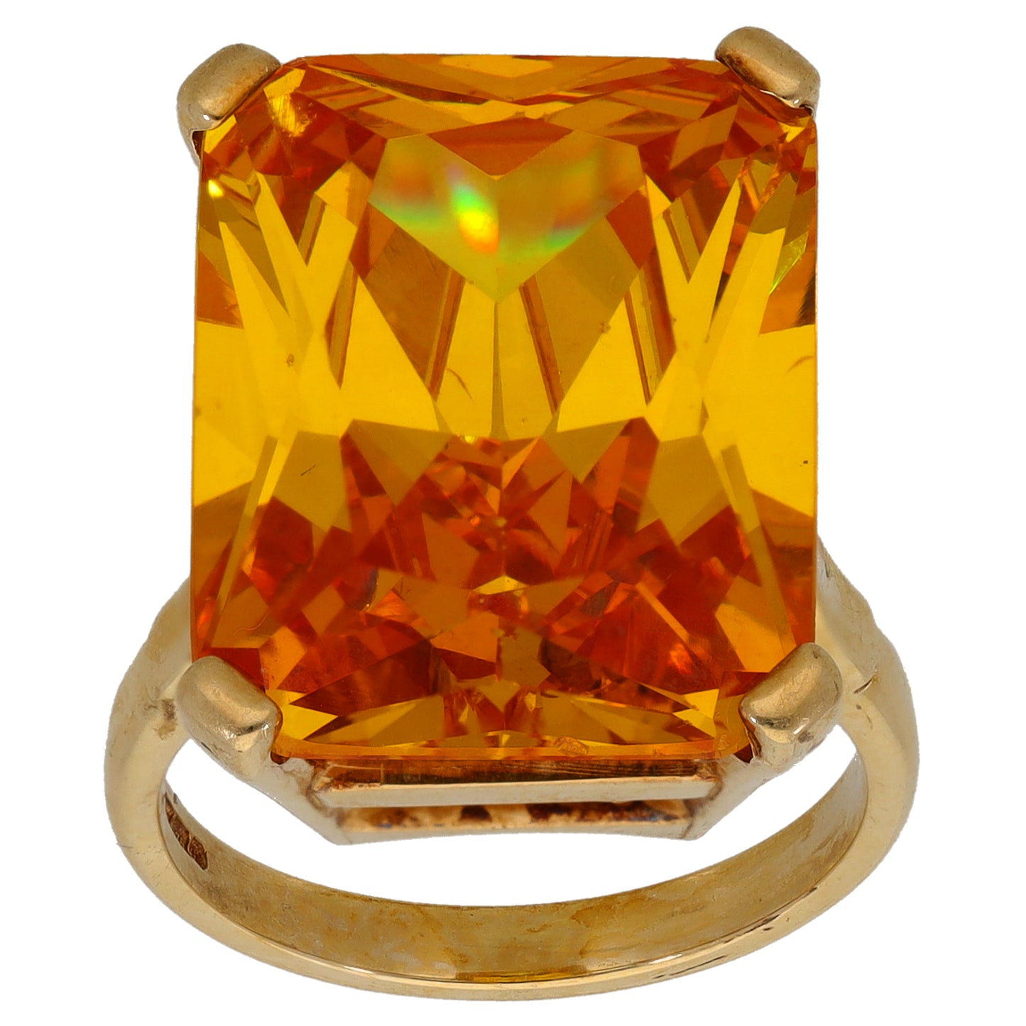 9ct Gold Imitation Gem Single Stone Ring Size O