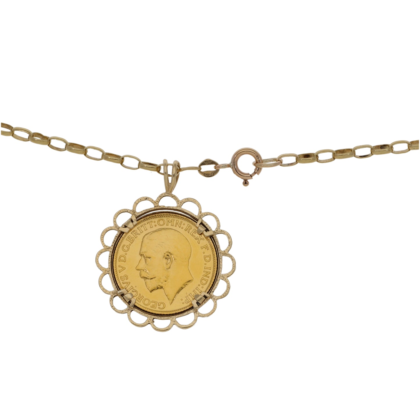 9ct Gold Full Sovereign Coin Pendant With Chain