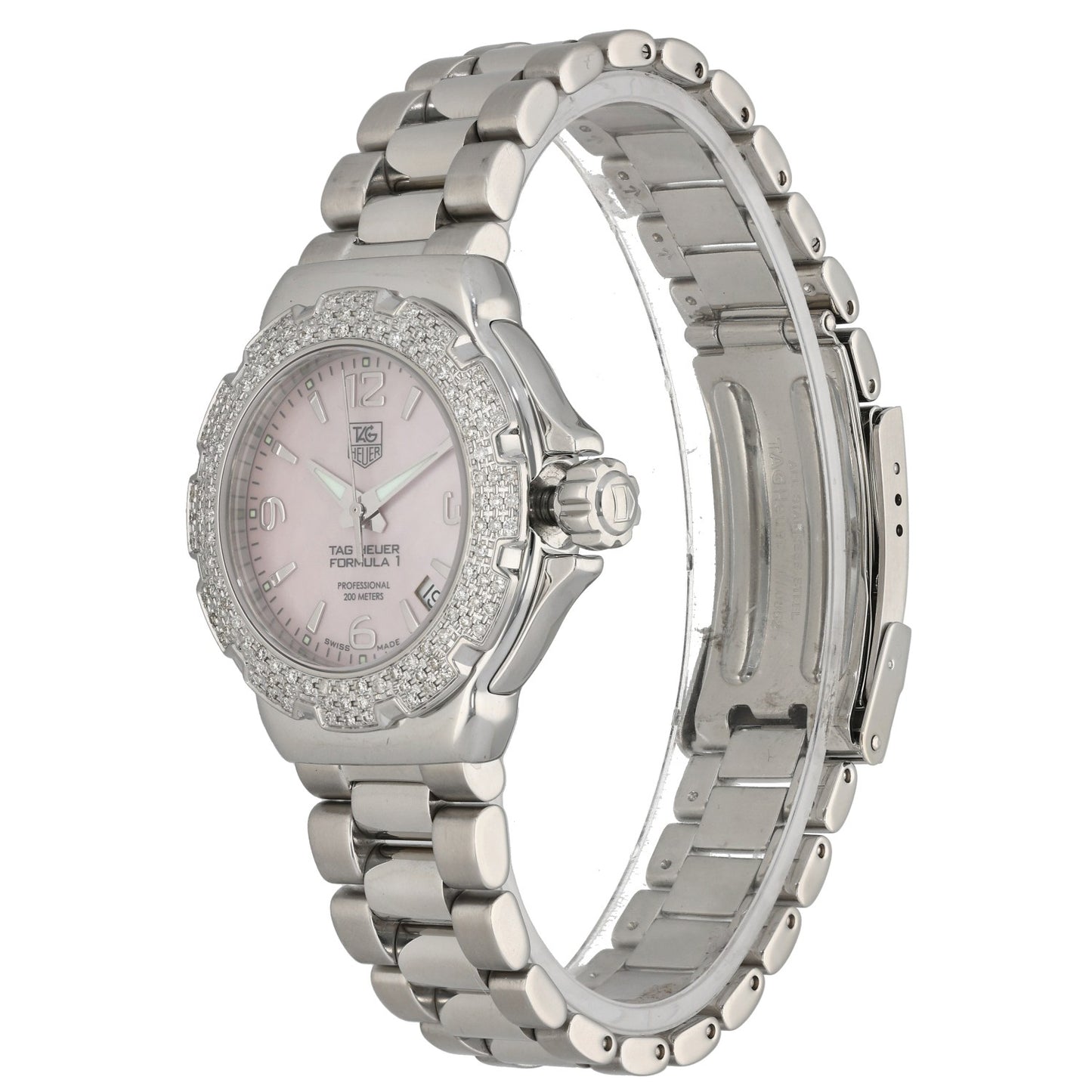 Tag Heuer Formula 1 WAC1216, pink mother of pearl dial, stainless steel, diamond bezel 0.75ct