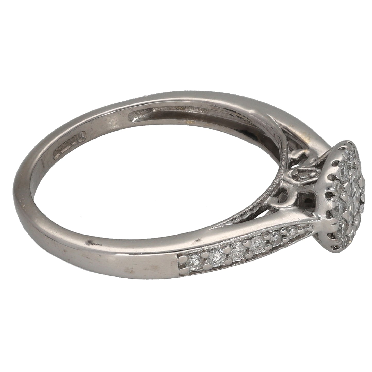 9ct White Gold 0.31ct Diamond Cluster Ring Size K