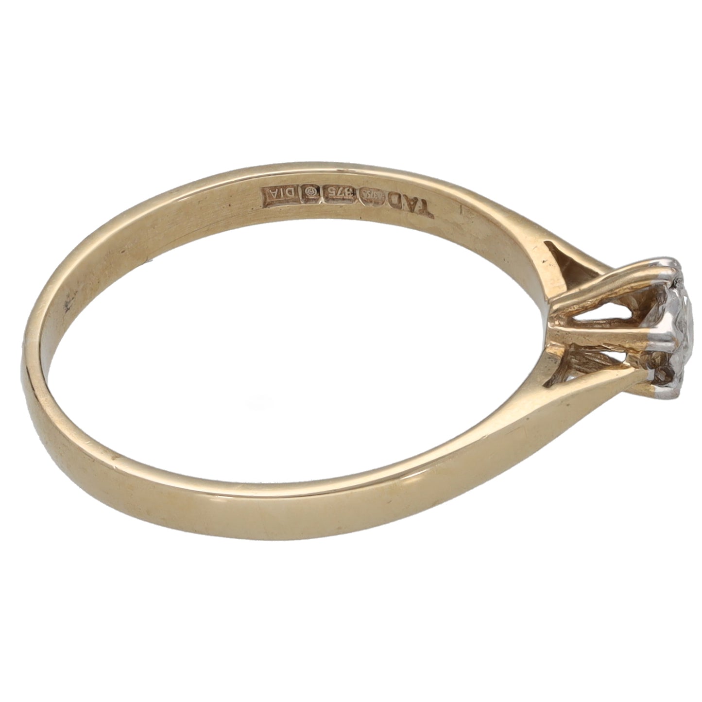 9ct Gold 0.10ct Diamond Solitaire Ring Size L