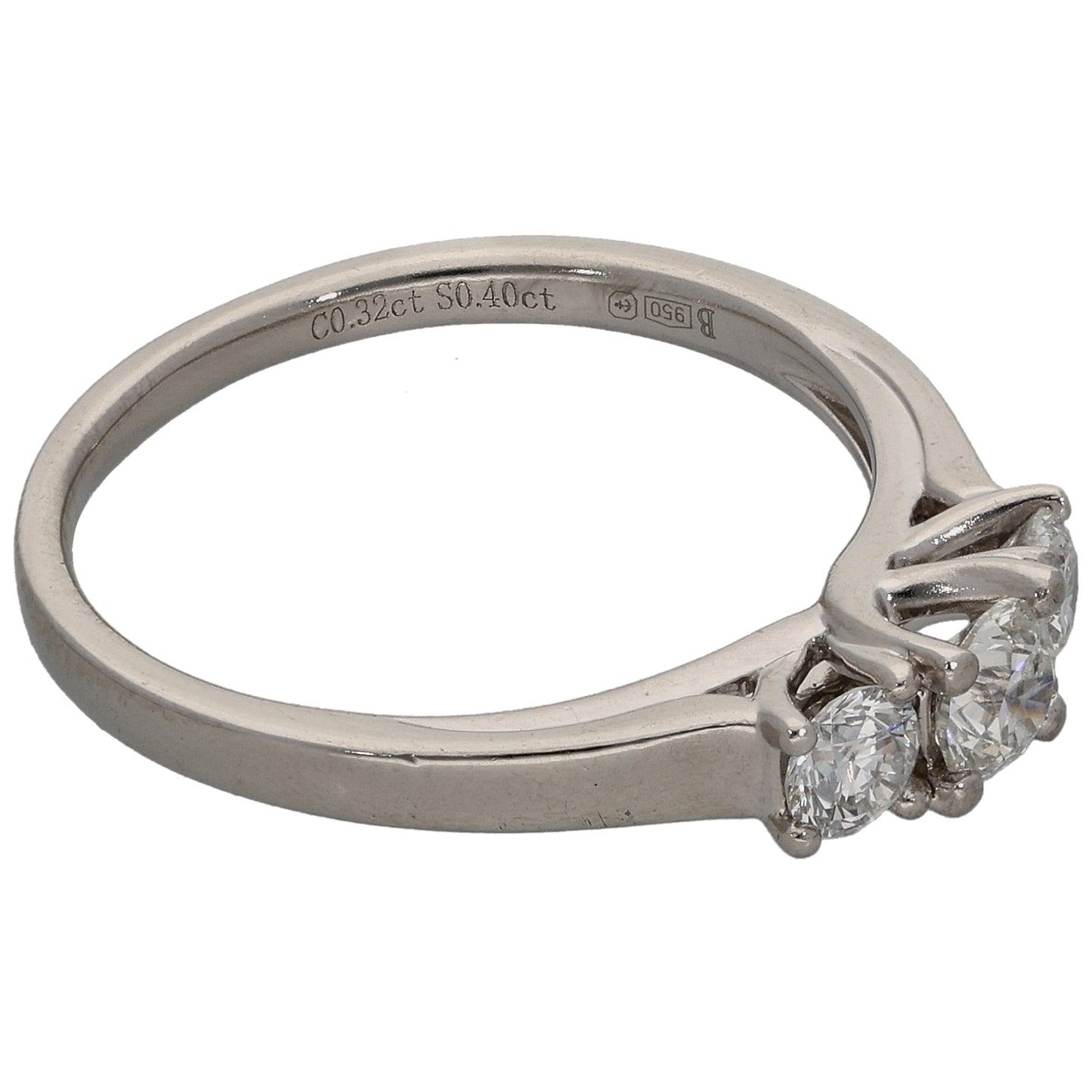 Platinum 0.72ct Diamond Trilogy Ring Size O