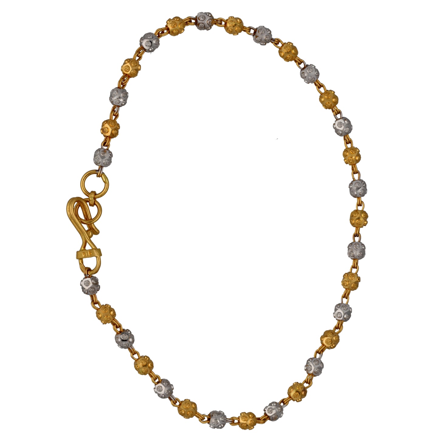 New 22ct Bi-Colour Gold Beaded Bracelet