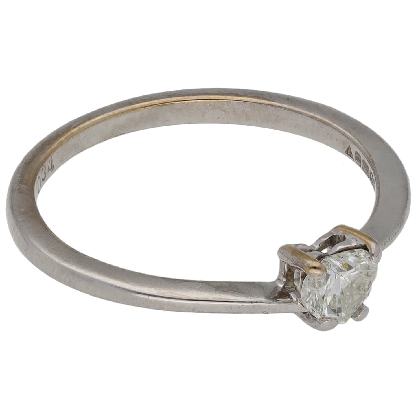 18ct White Gold 0.34ct Diamond Solitaire Ring Size N