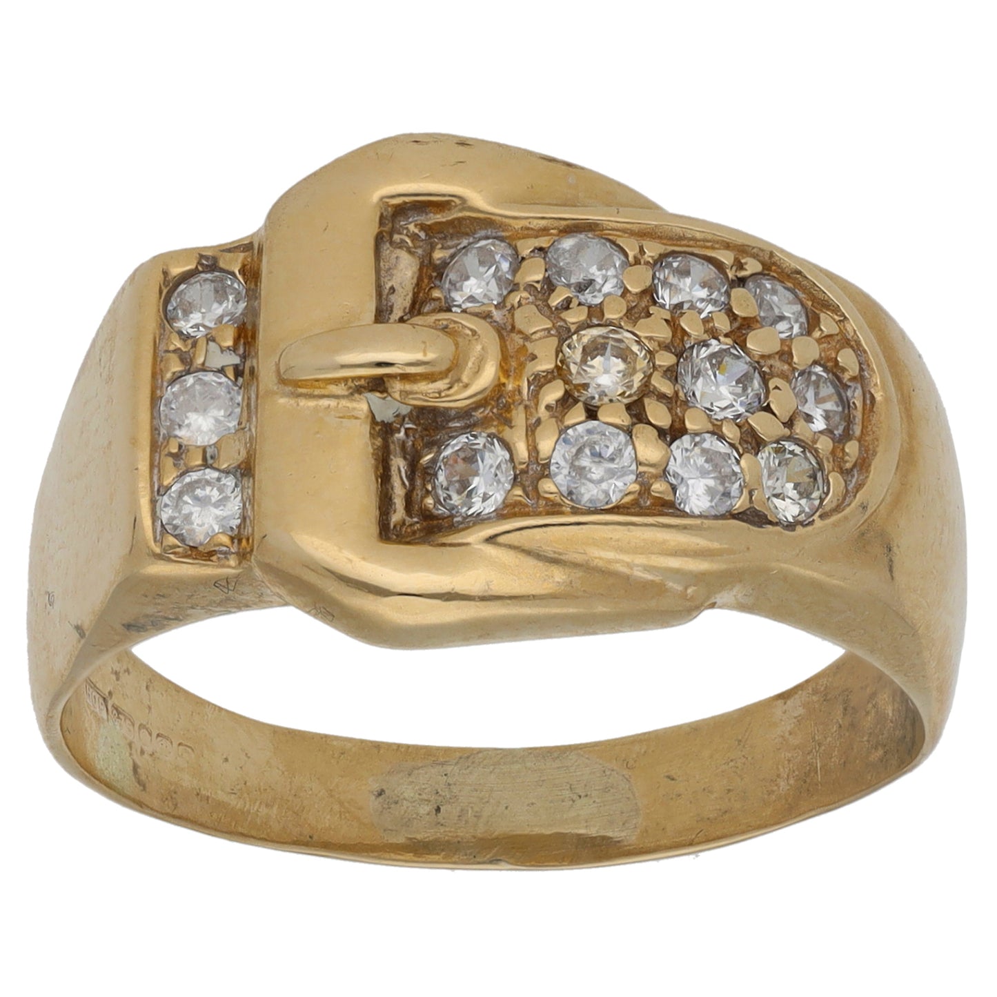 9ct Gold Cubic Zirconia Buckle Ring Size T