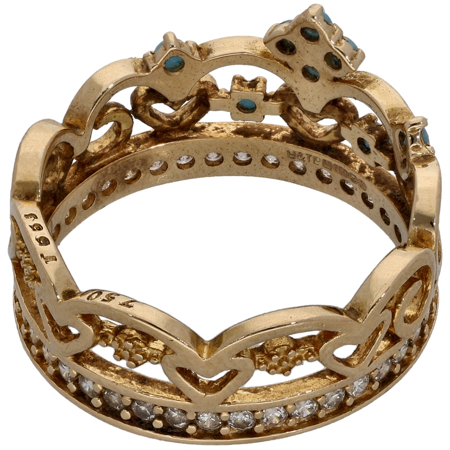 18ct Gold Grandidierite & Cubic Zirconia Dress/Cocktail Ring Size L