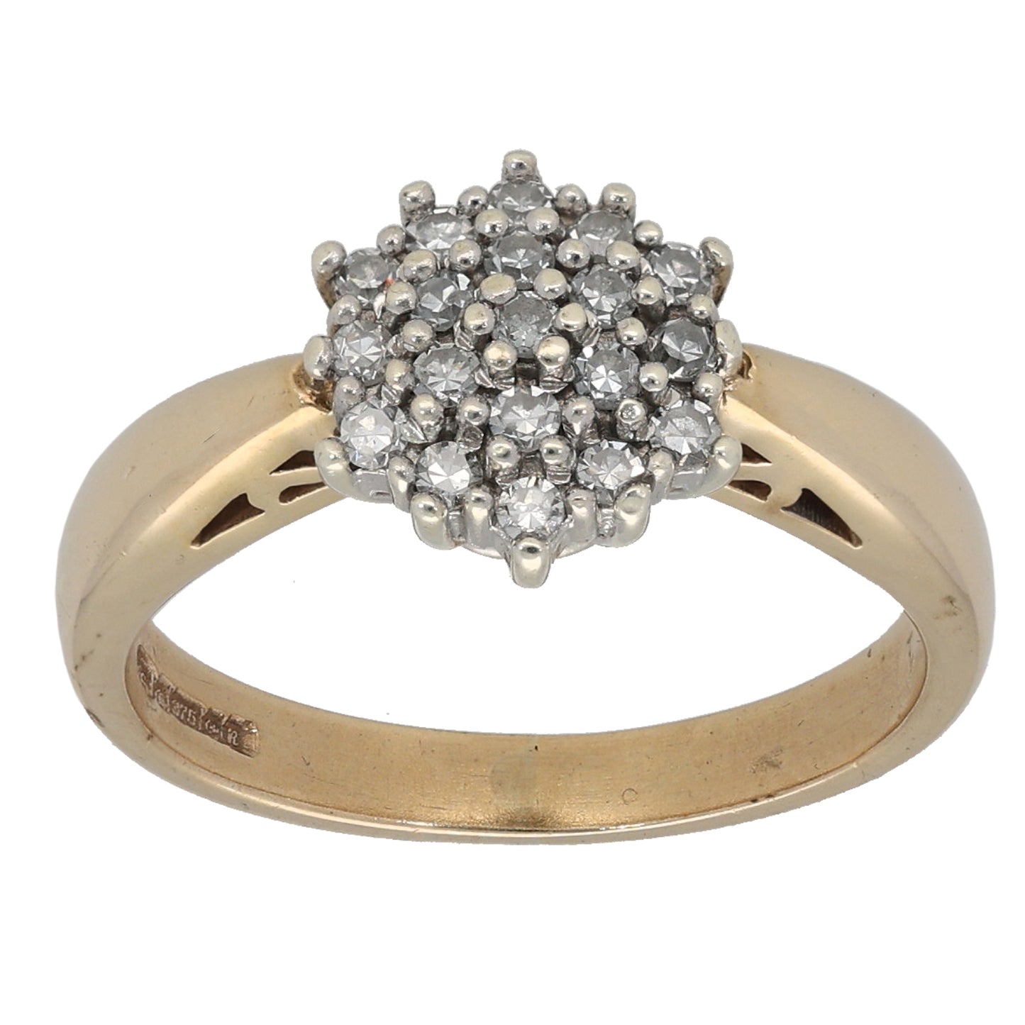 9ct Gold 0.20ct Diamond Cluster Ring Size L