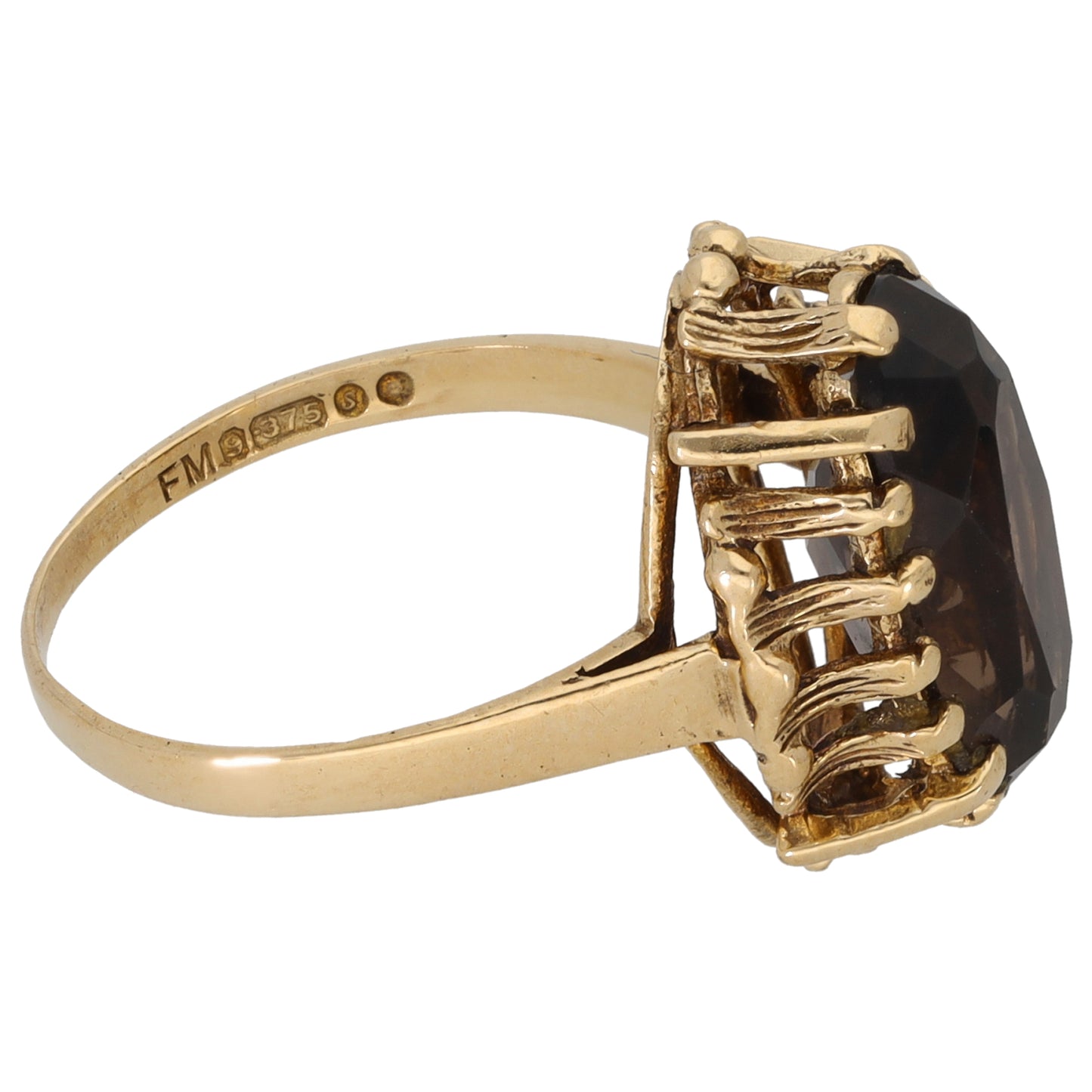 9ct Gold Smoky Quartz Single Stone Ring Size K
