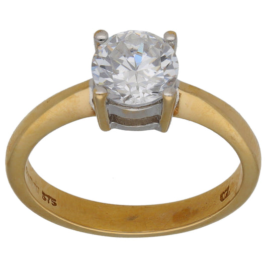 9ct Gold Cubic Zirconia Single Stone Ring Size M