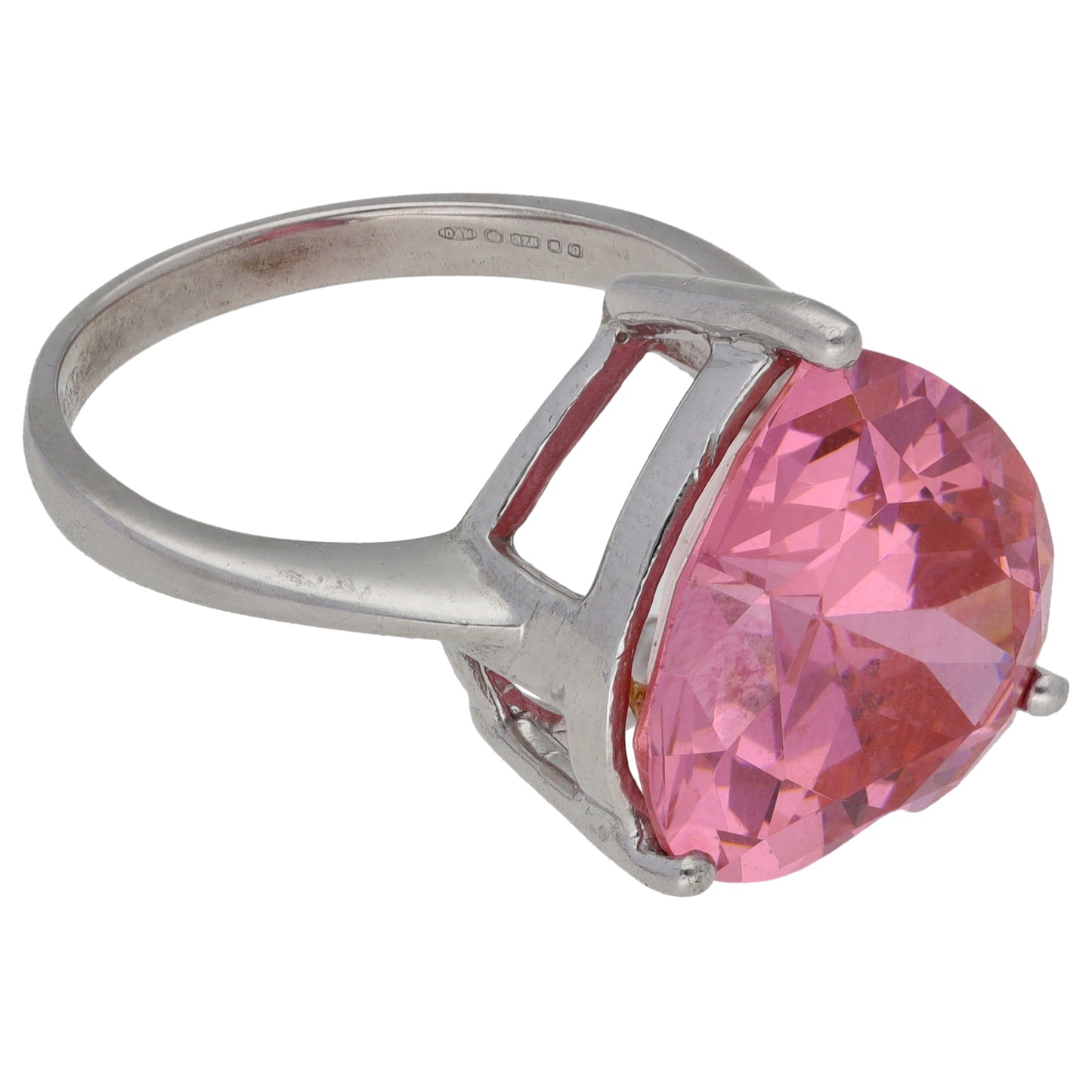 9ct White Gold Cubic Zirconia Single Stone Ring Size S