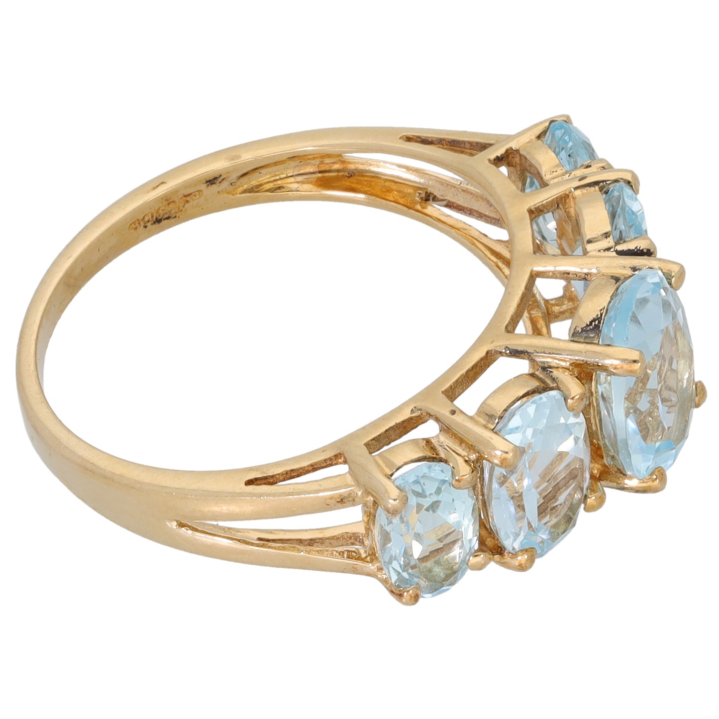 9ct Gold Topaz Half Eternity Ring Size N