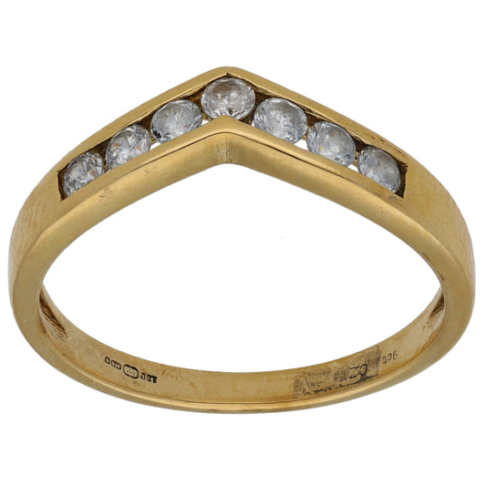 9ct Gold Cubic Zirconia Wishbone Ring Size N