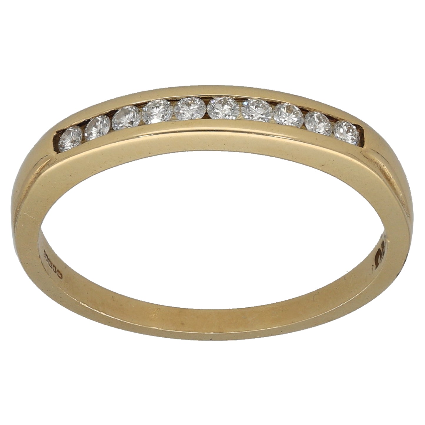 18ct Gold 0.10ct Diamond Half Eternity Ring Size O