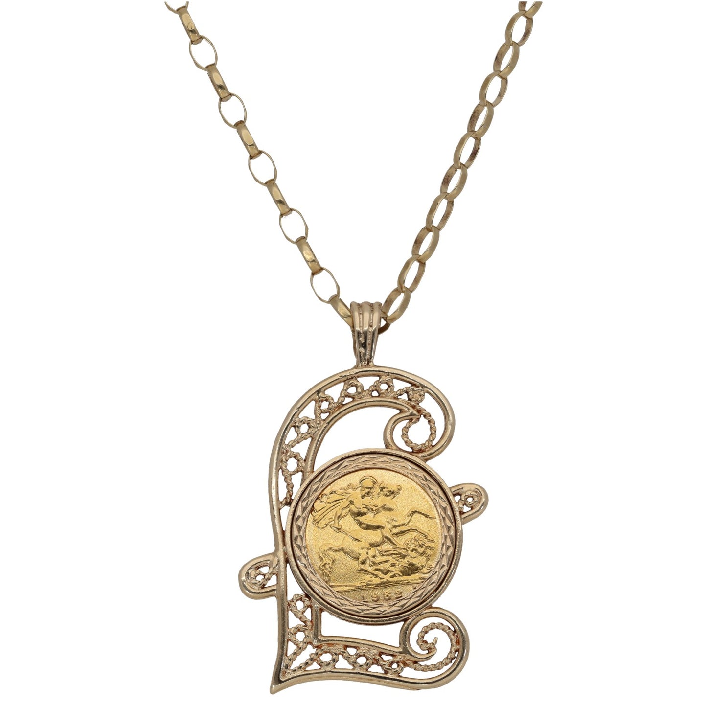 9ct Gold Half Sovereign Coin Pendant With Chain