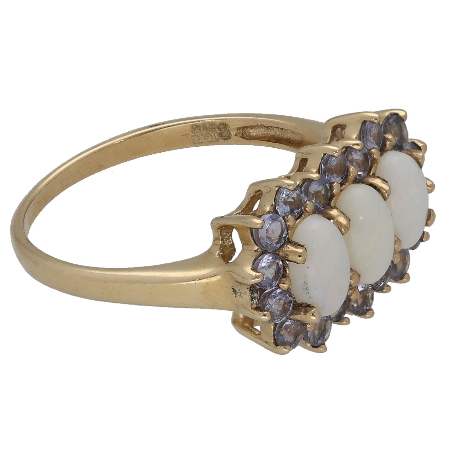 9ct Gold Opal & Tanzanite Dress/Cocktail Ring Size P