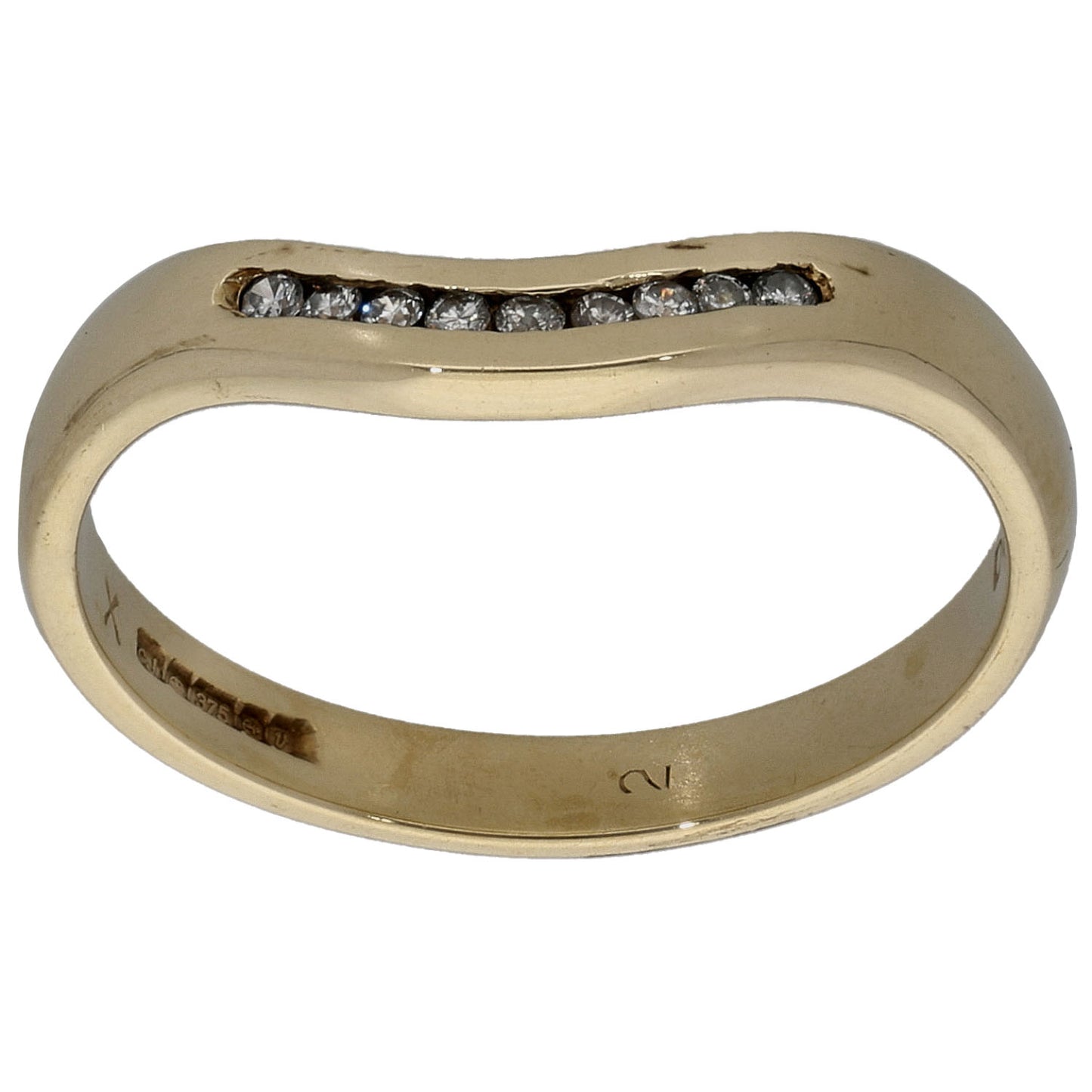 9ct Gold 0.09ct Diamond Wishbone Ring Size M
