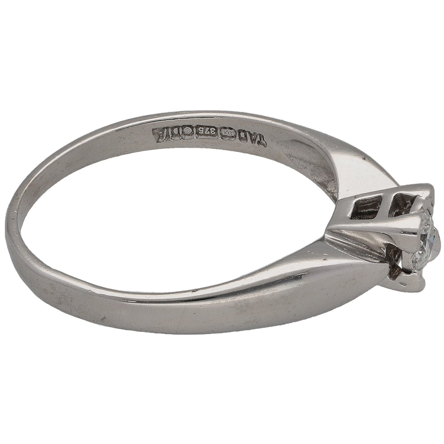 9ct White Gold 0.12ct Diamond Solitaire Ring Size L