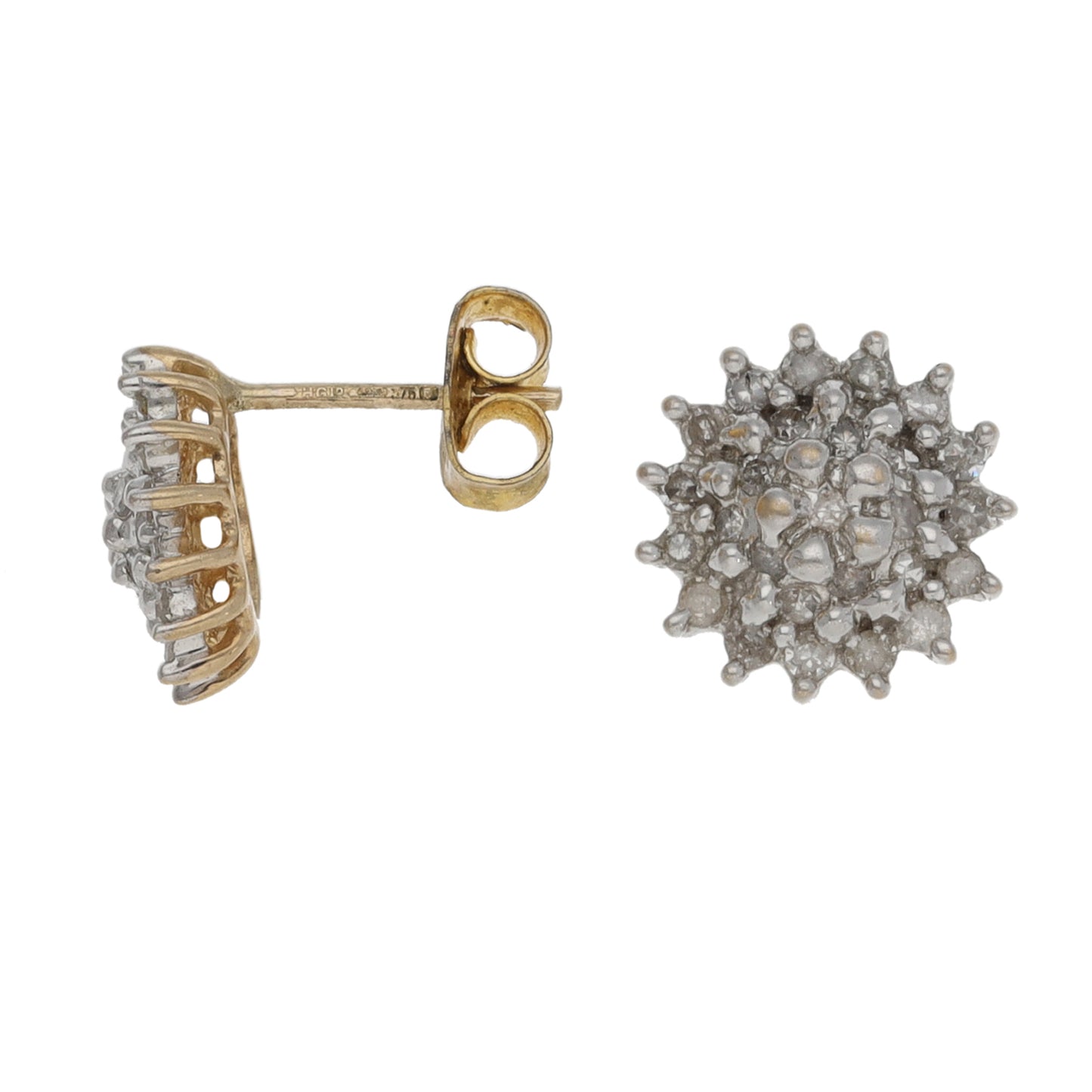 9ct Bicolour Gold 0.69ct Diamond Cluster Earrings