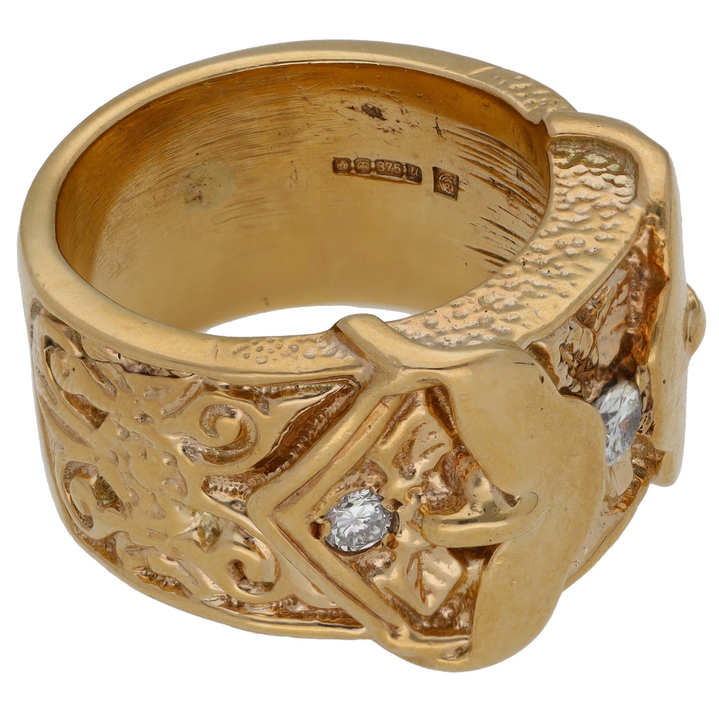 9ct Gold 0.55ct Diamond Buckle Ring Size Z