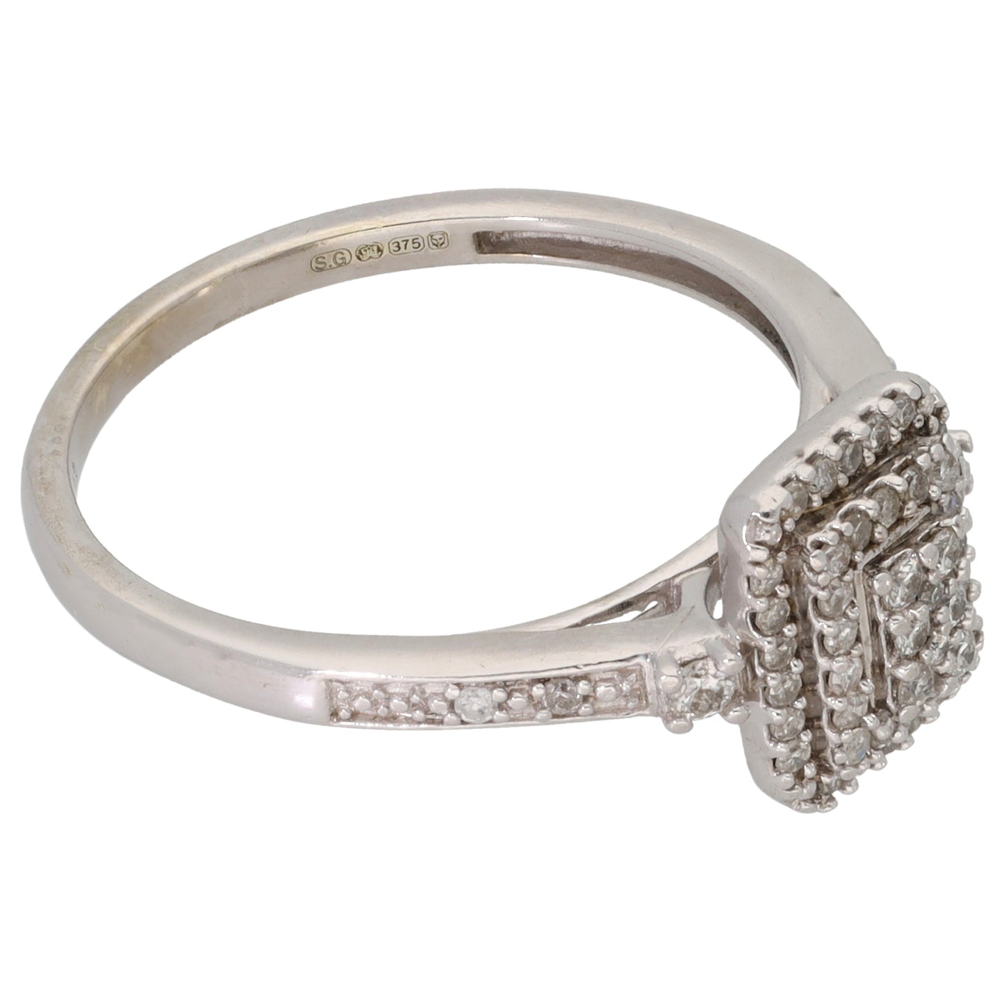 9ct White Gold 0.29ct Diamond Dress/Cocktail Ring Size P