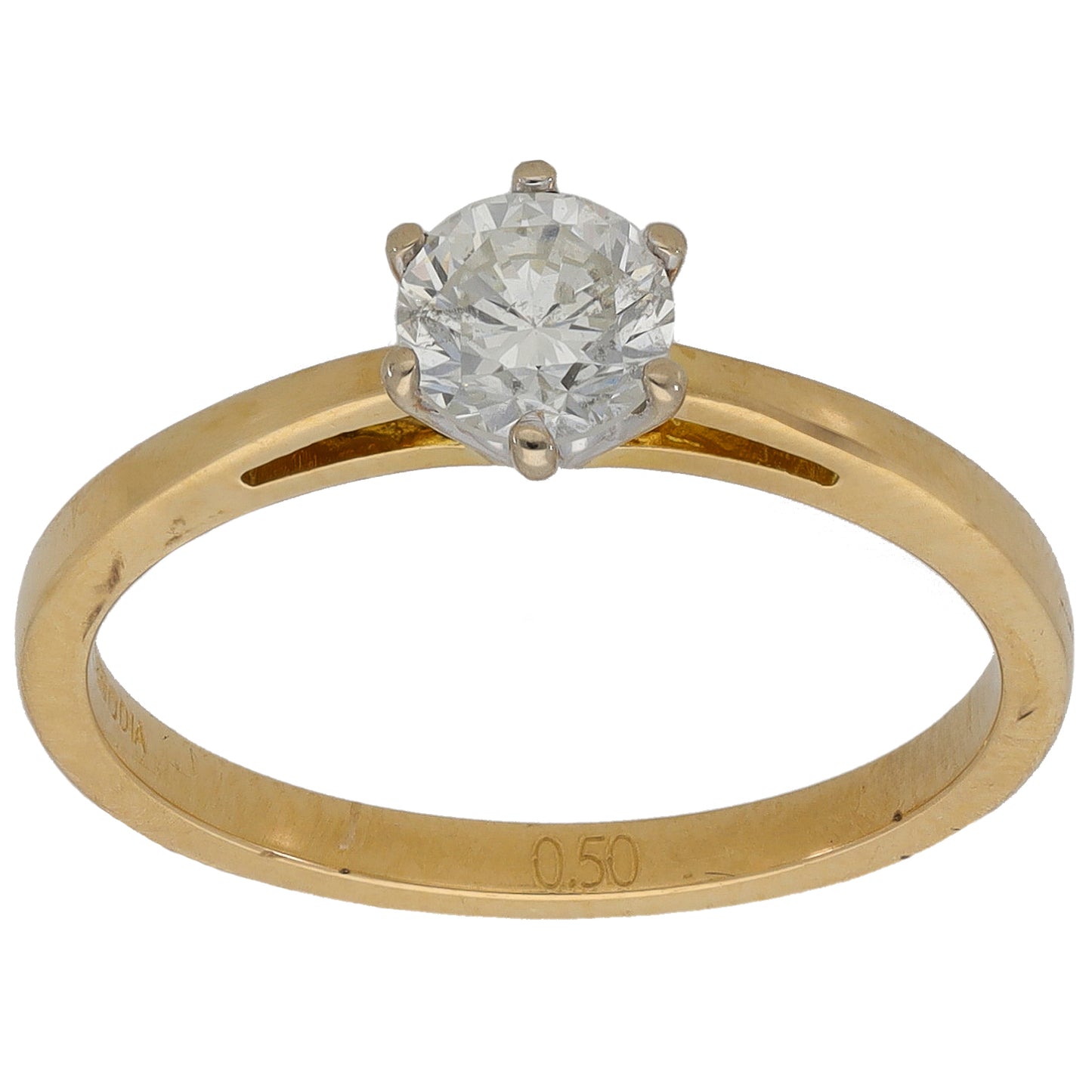 18ct Gold 0.50ct Diamond Solitaire Ring Size L