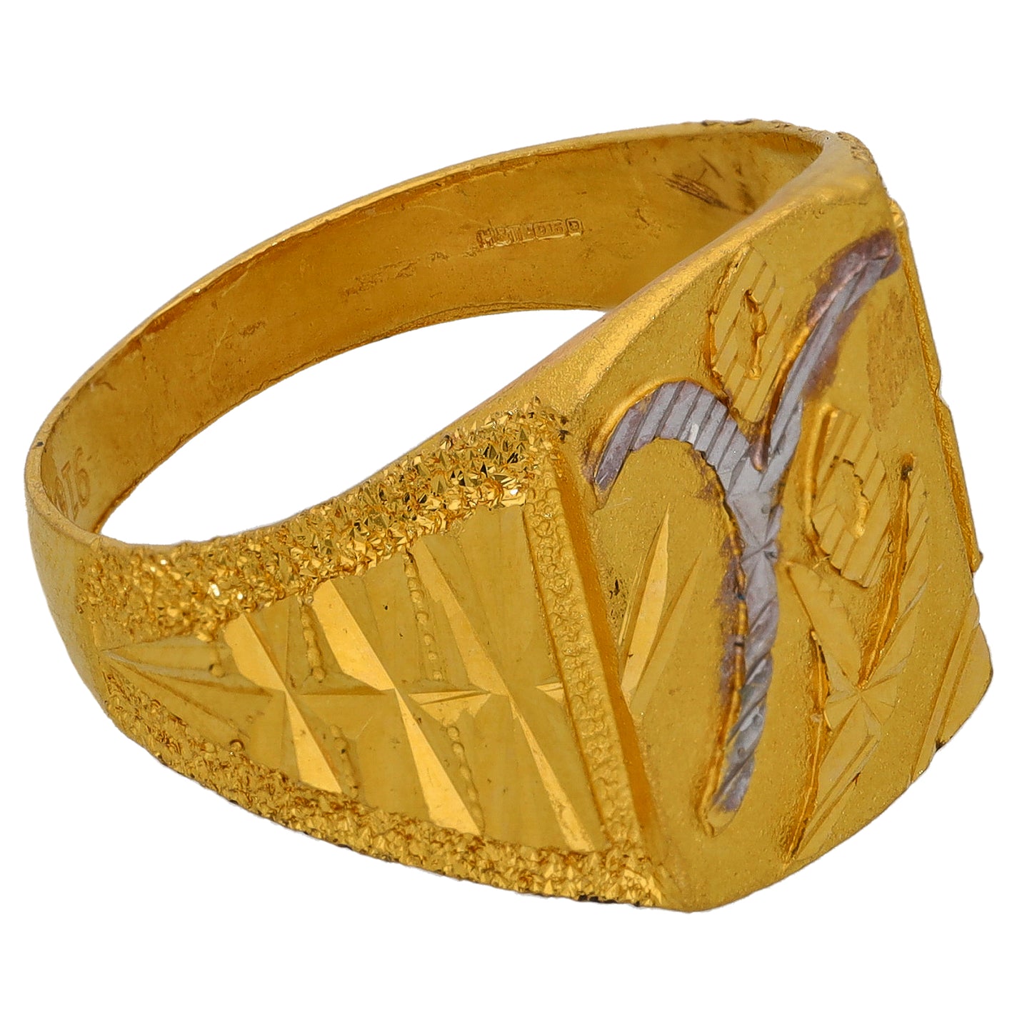 22ct Gold Patterned Signet Ring Size V