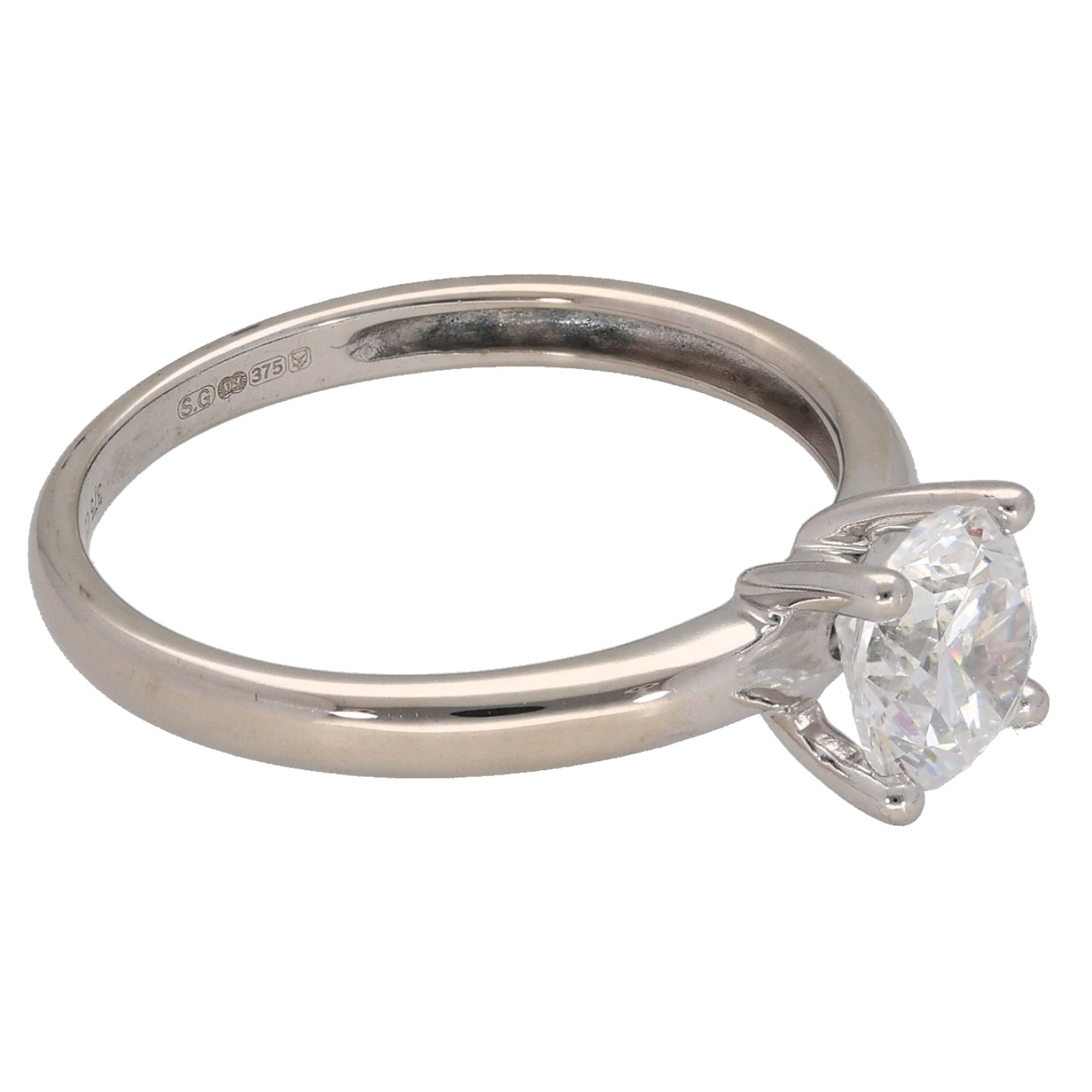 9ct White Gold Cubic Zirconia Single Stone Ring Size M