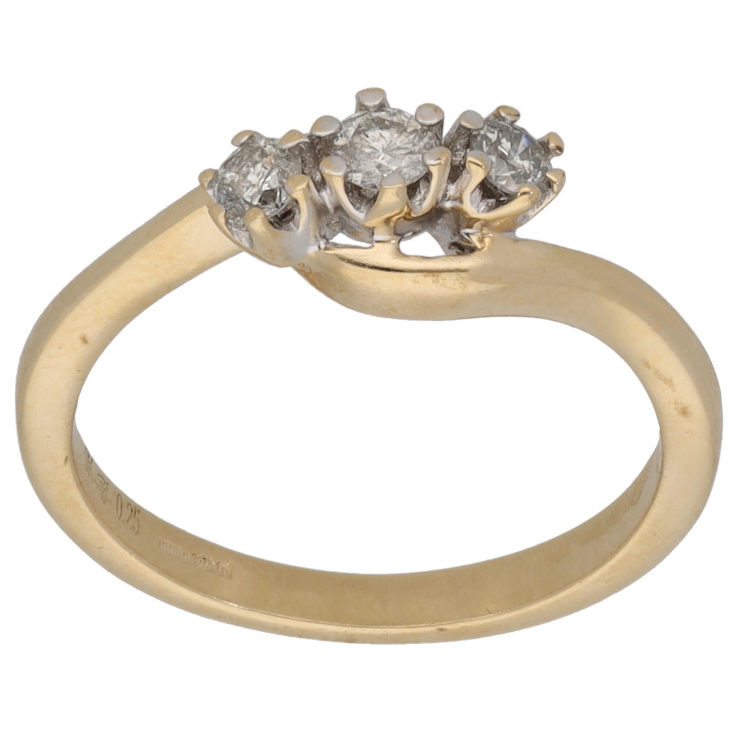 9ct Gold 0.25ct Diamond Trilogy Ring Size M