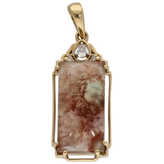 9ct Gold Aquaprase & Sapphire Dress/Cocktail Pendant