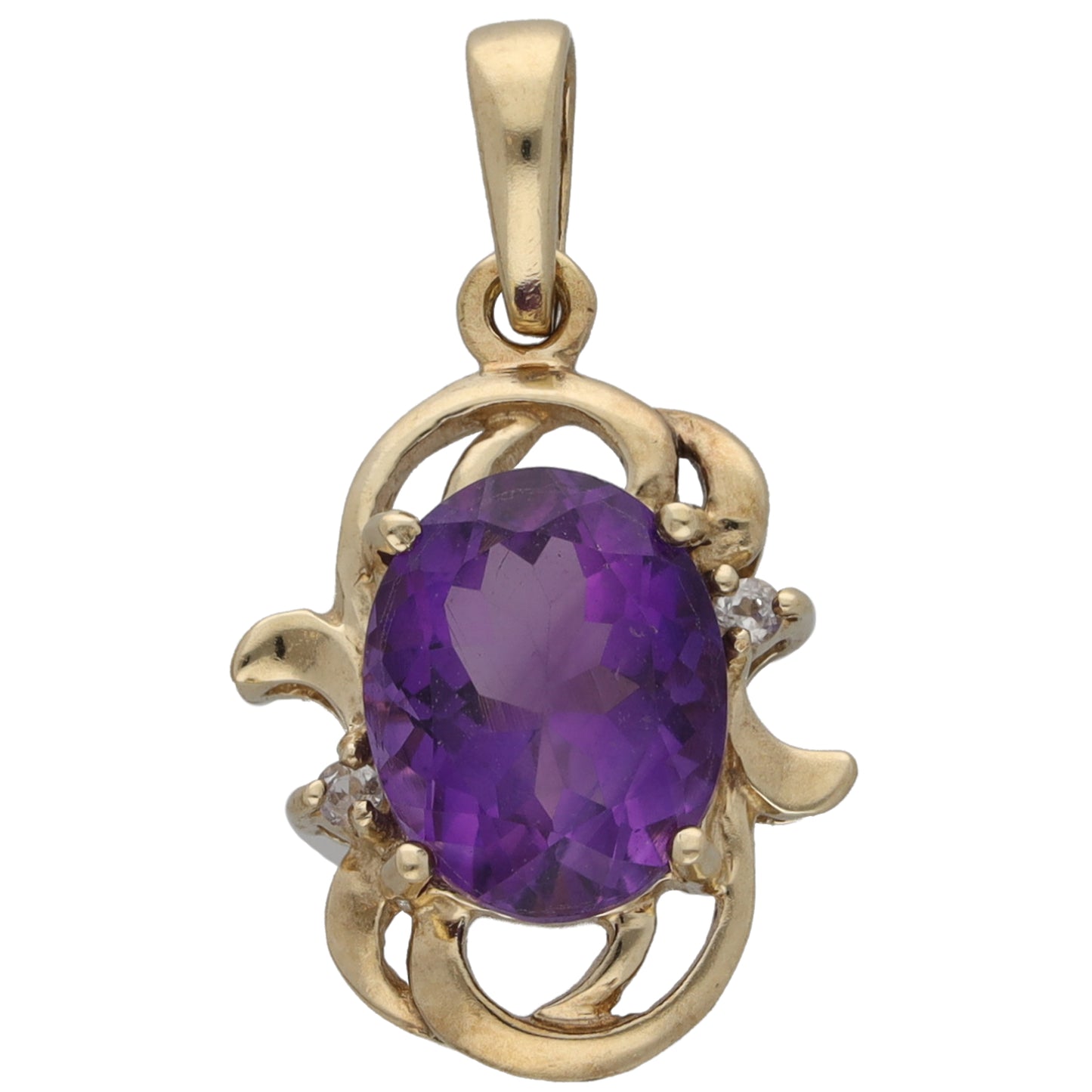 9ct Gold Amethyst & Imitation Gems Dress/Cocktail Pendant