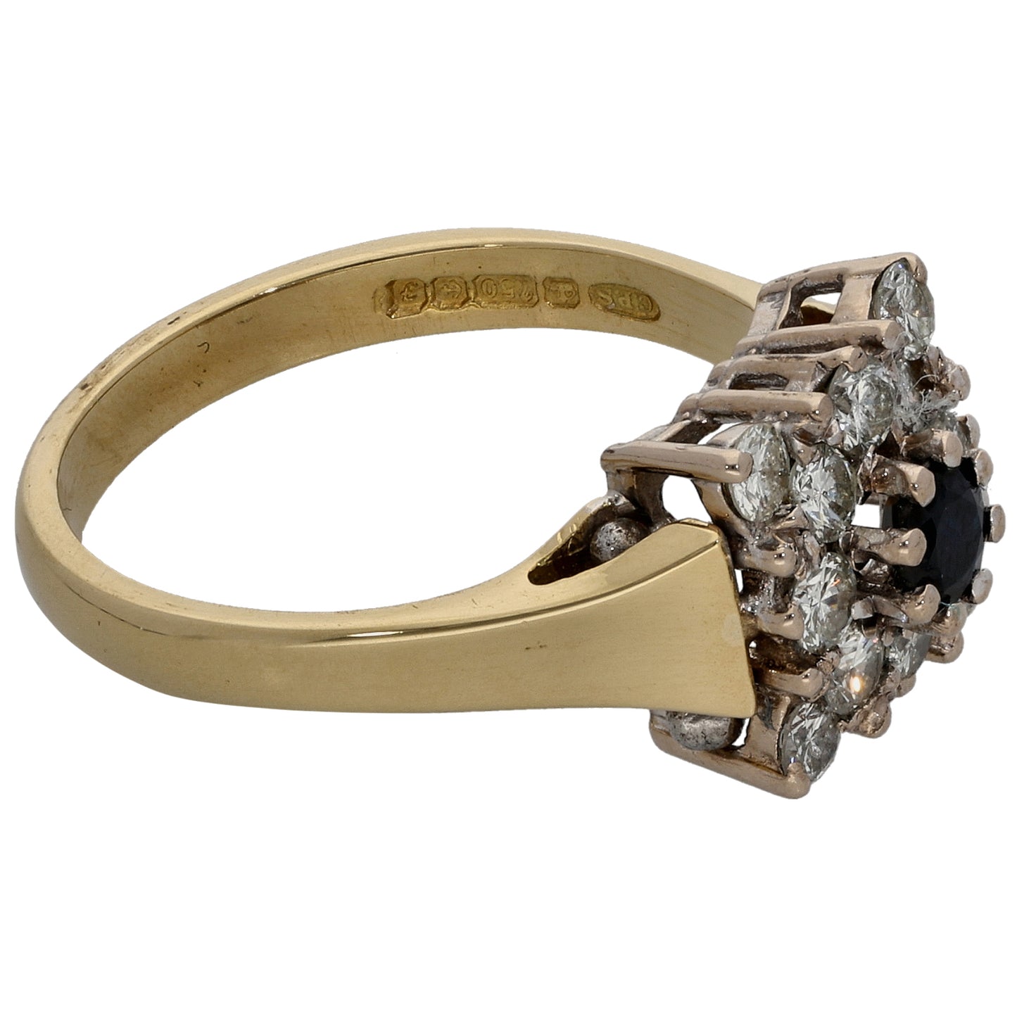 18ct Gold Sapphire & 0.60ct Diamond Dress/Cocktail Ring Size M