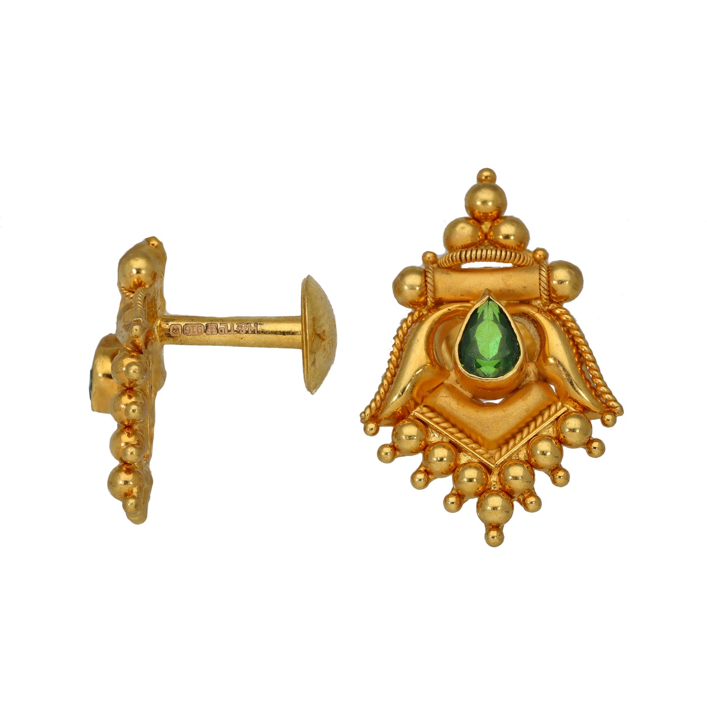 22ct Gold Imitation Gems Stud Earrings