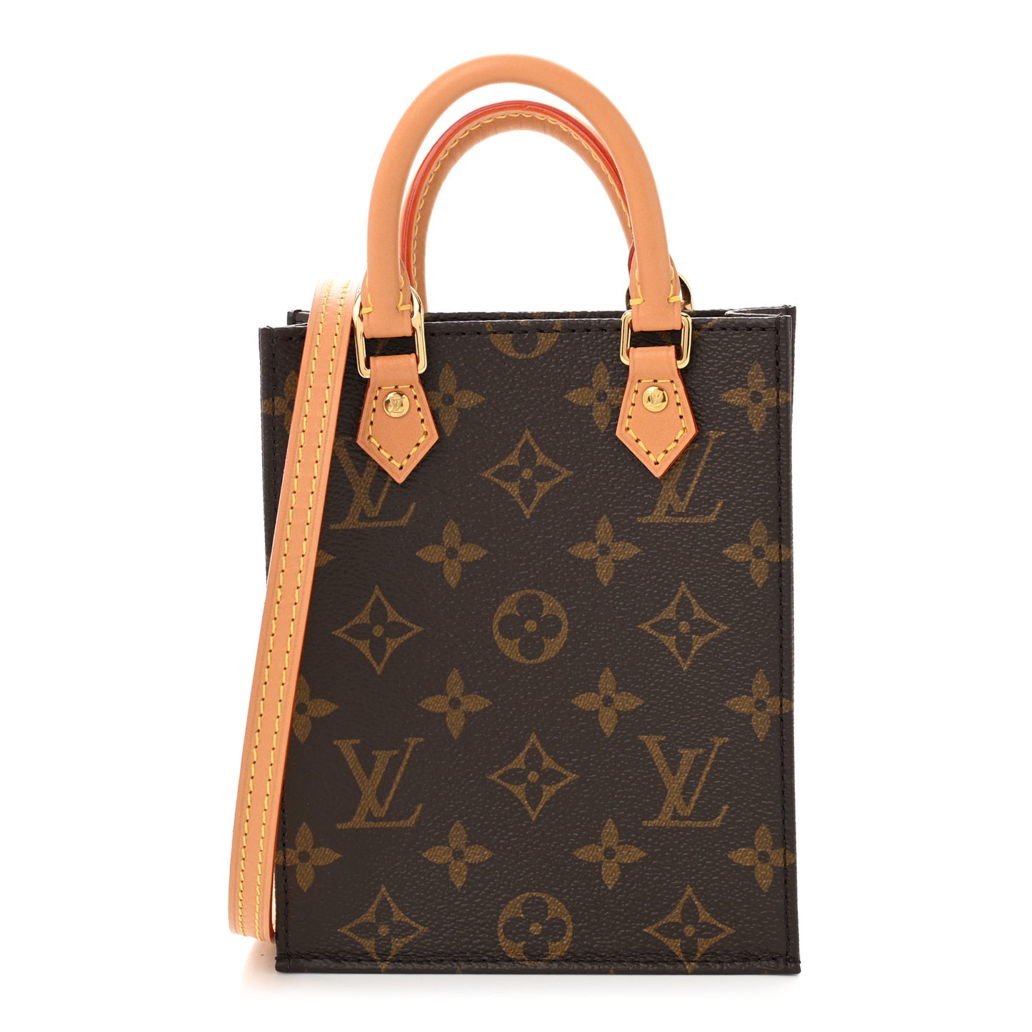Louis Vuitton Petit Sac Plat Monogram Coated Canvas Bag - Brown