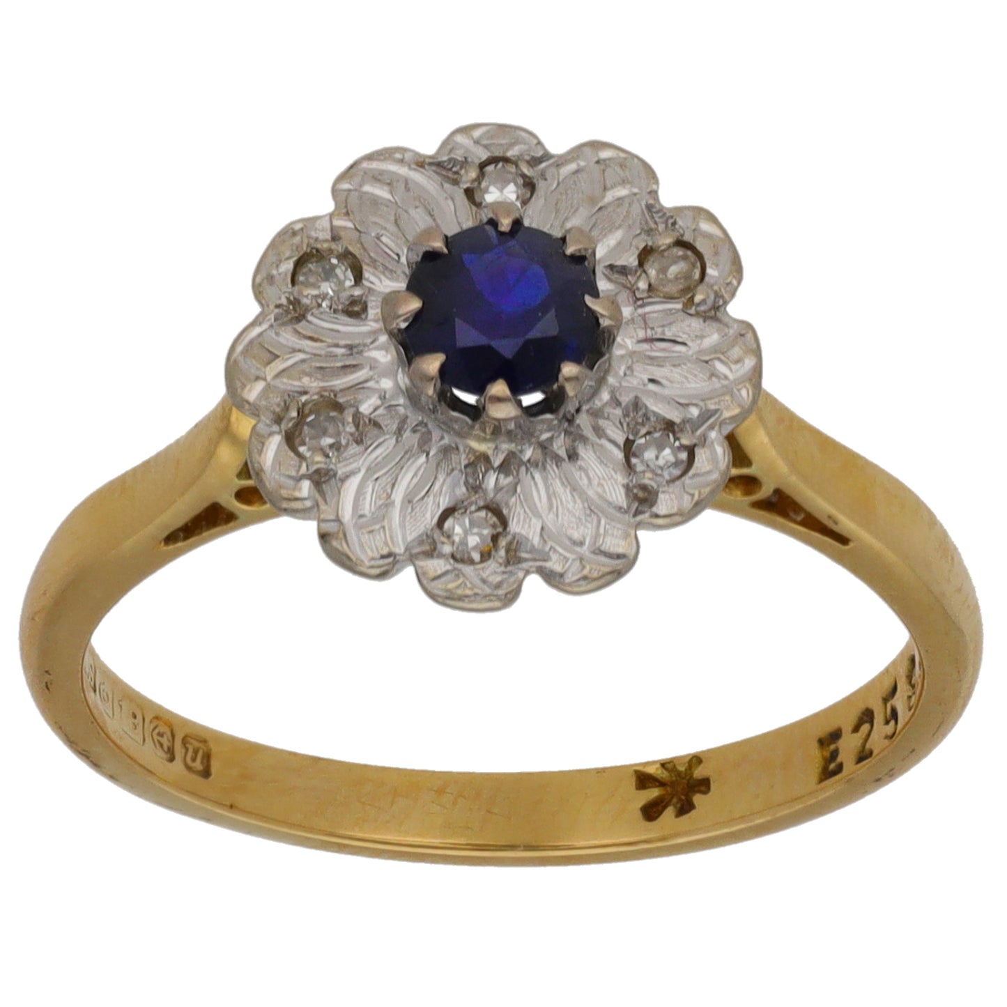 18ct Gold 0.06ct Diamond & Sapphire Dress/Cocktail Ring Size M
