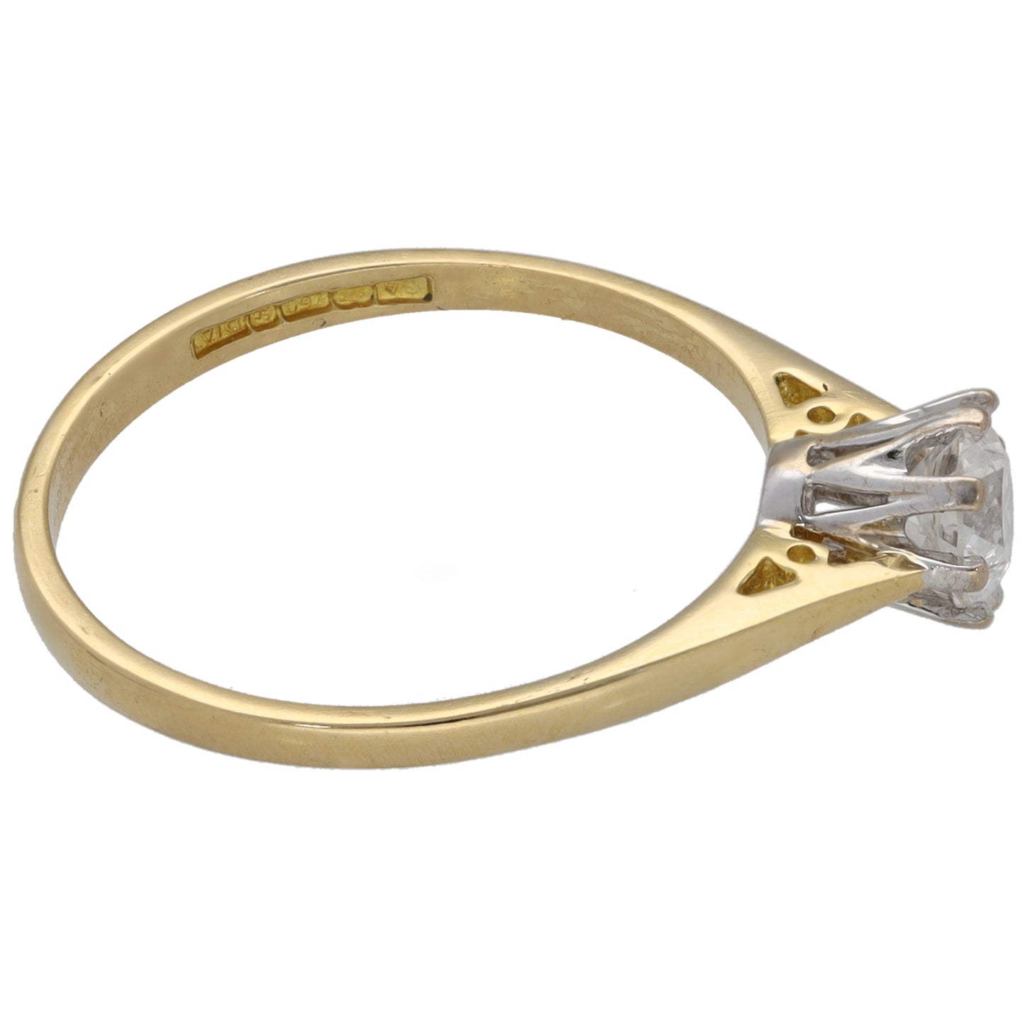 18ct Gold 0.52ct Diamond Solitaire Ring Size P