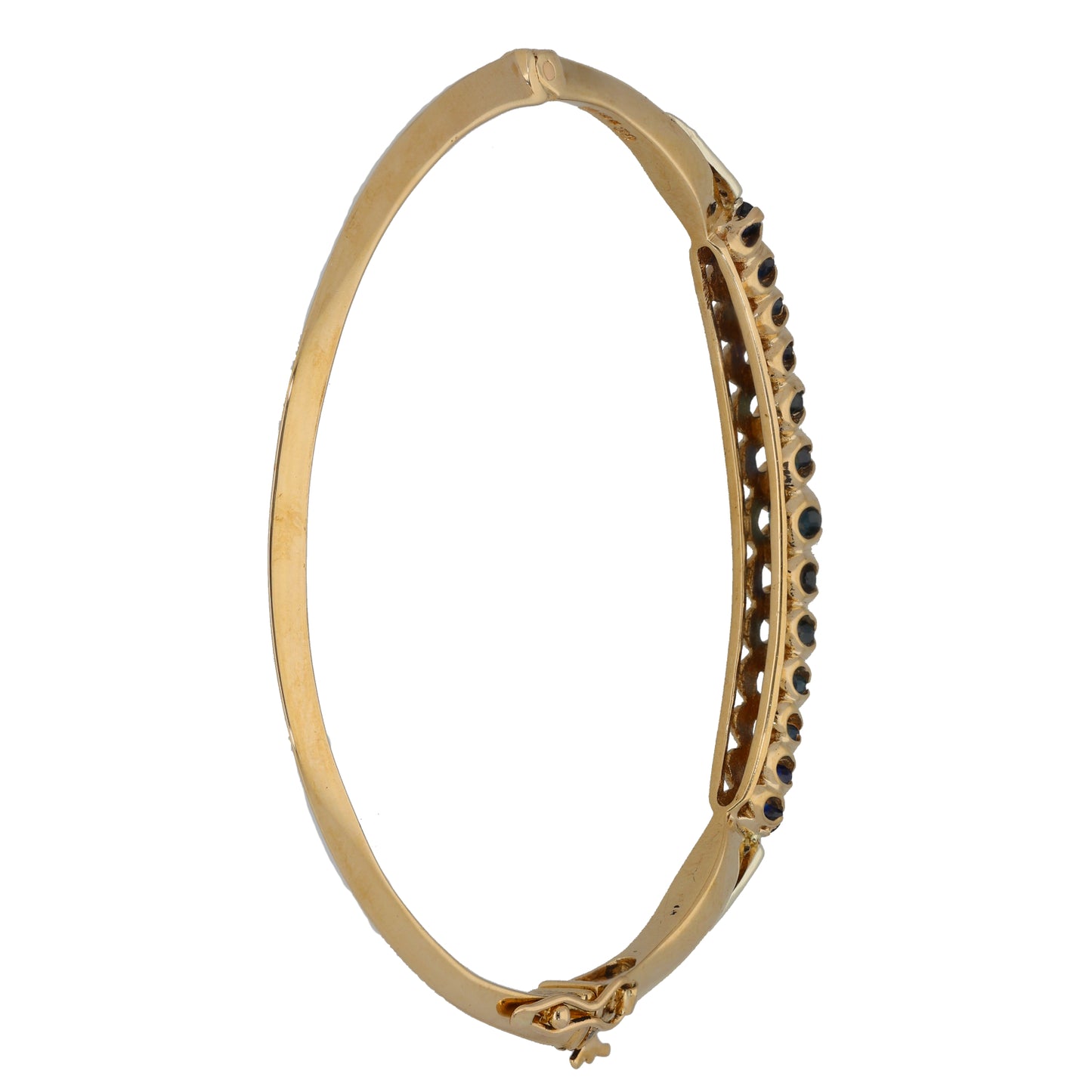 9ct Gold Sapphire & 0.06ct Diamond Hinged/Clasp Bangle