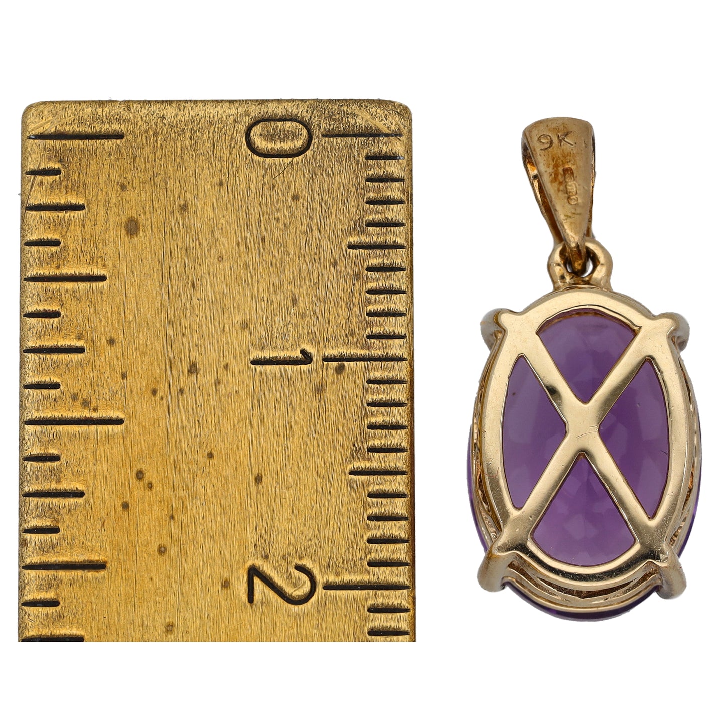 9ct Gold Amethyst Single Stone Pendant