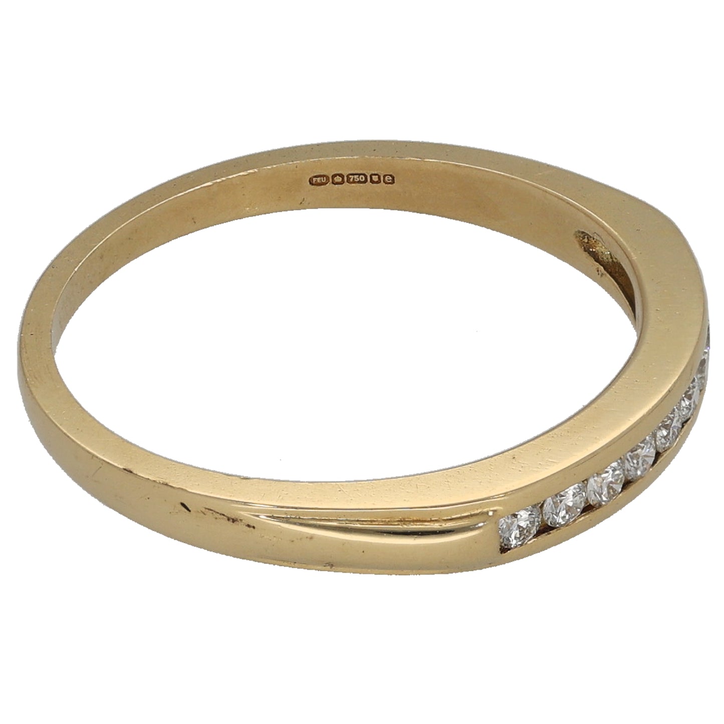 18ct Gold 0.10ct Diamond Half Eternity Ring Size O