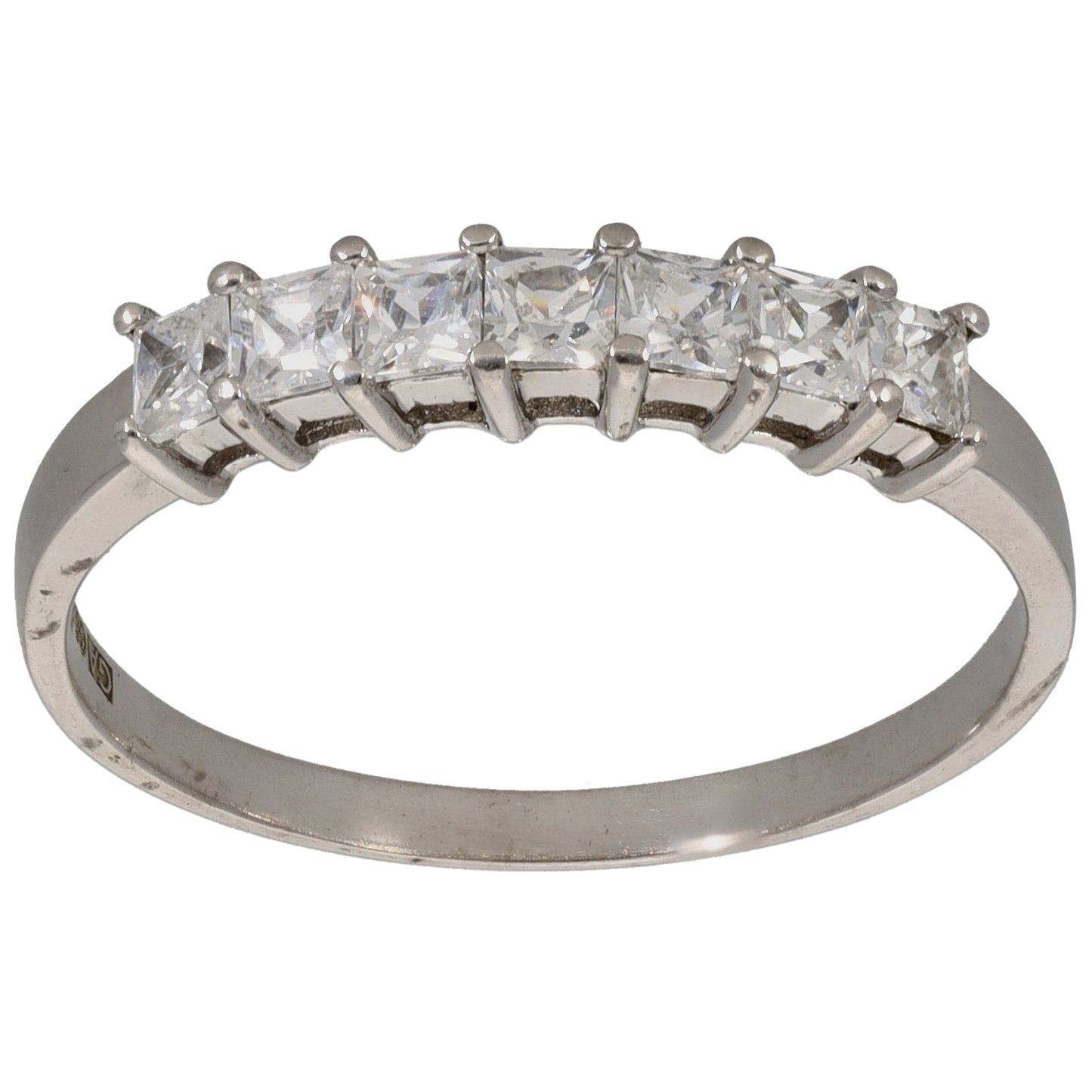 9ct White Gold Cubic Zirconia Half Eternity Ring Size R