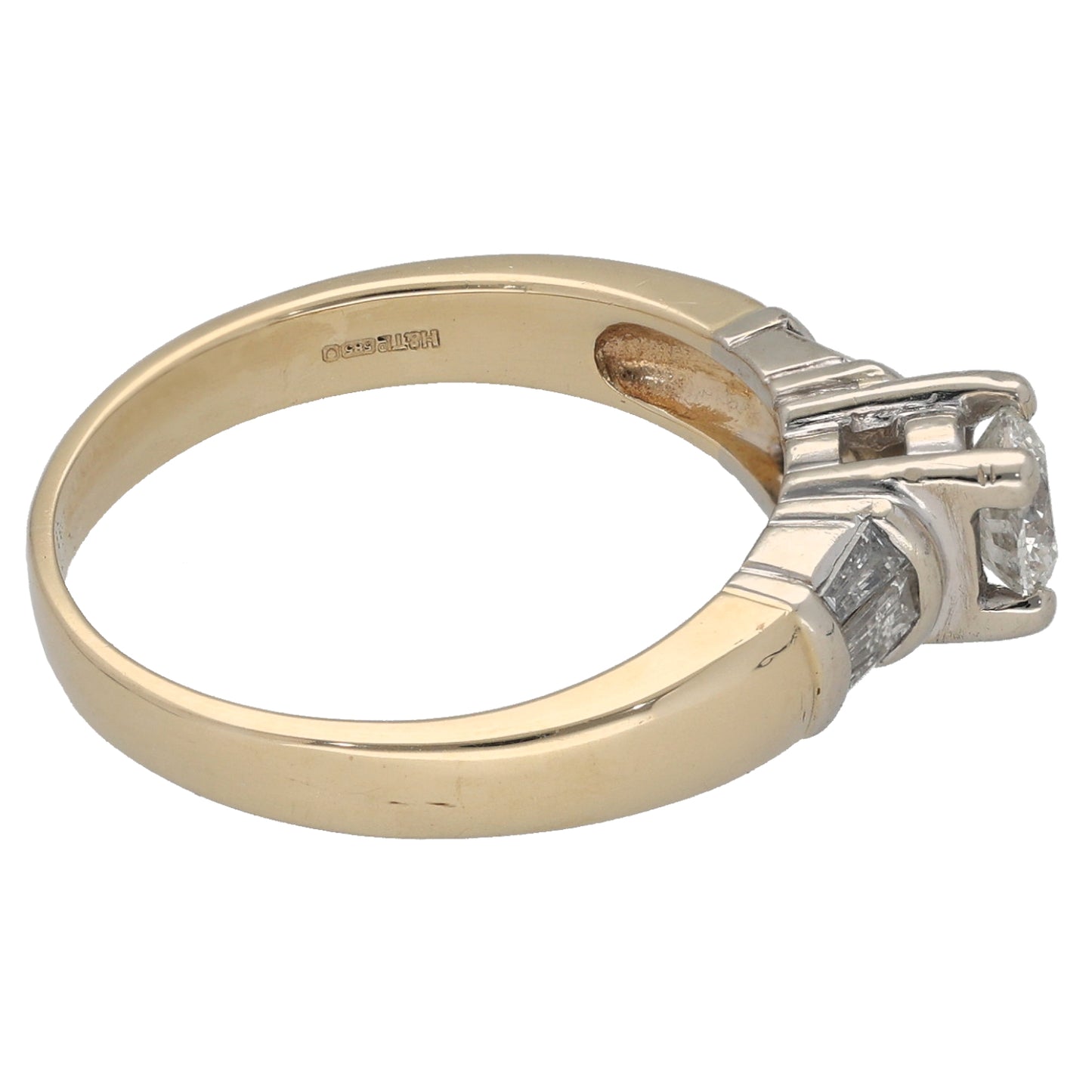 14ct Gold 0.79ct Diamond Solitaire Ring With Accent Stones Size N