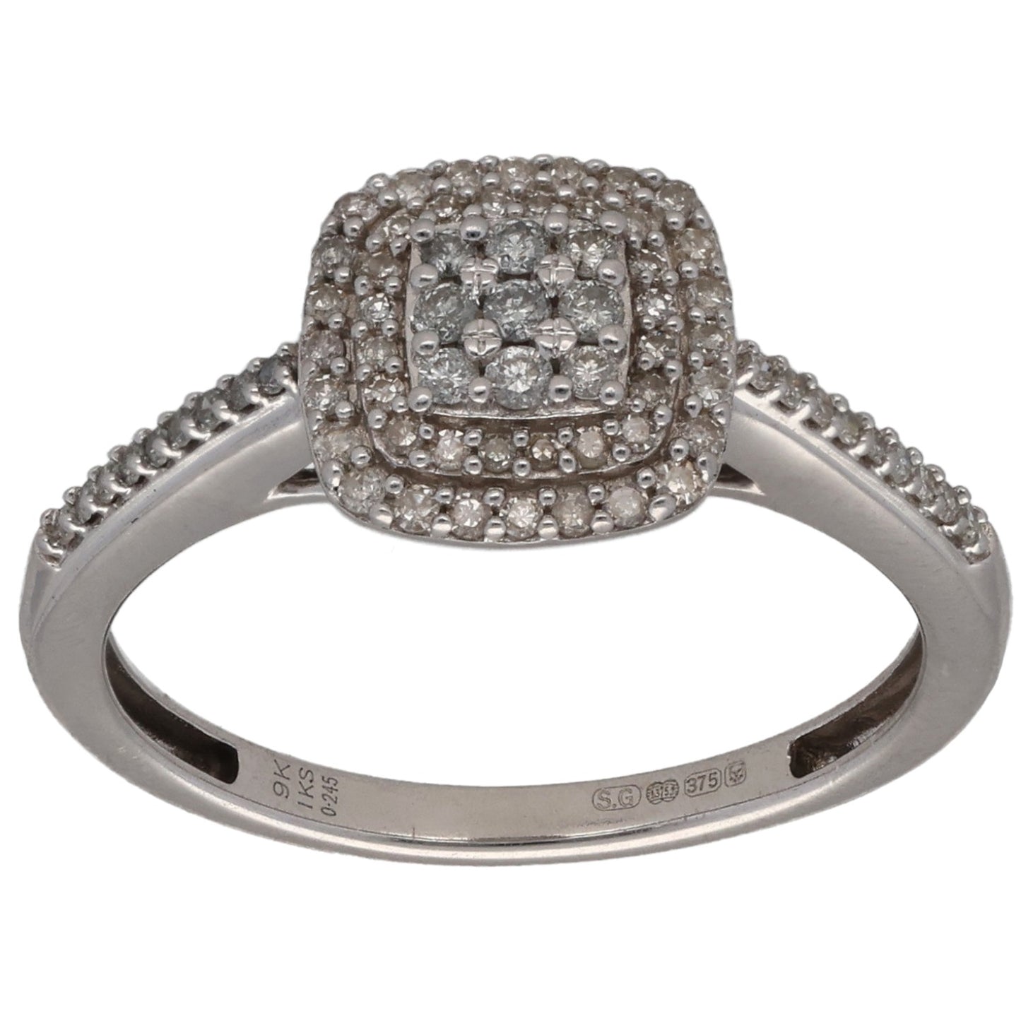 9ct White Gold 0.36ct Diamond Dress/Cocktail Ring Size K