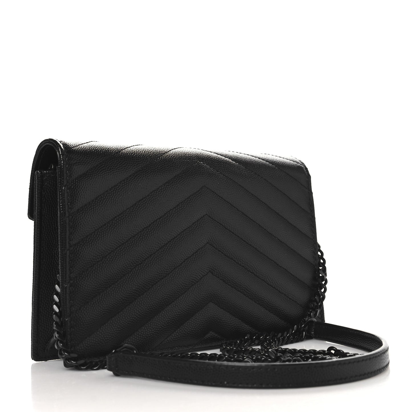 Yves Saint Laurent Grain De Poudre Matelasse Chevron Envelope Bag - Black