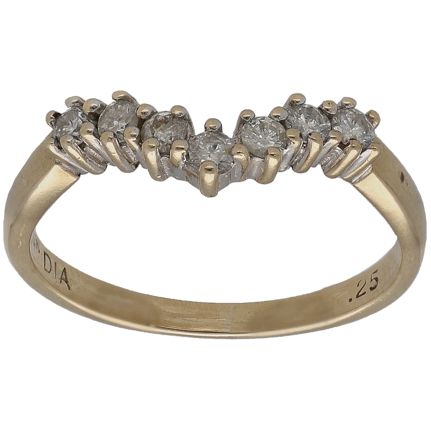9ct Gold 0.245ct Diamond Wishbone Ring Size L