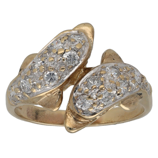 9ct Gold Cubic Zirconia Dolphin Ring Size N