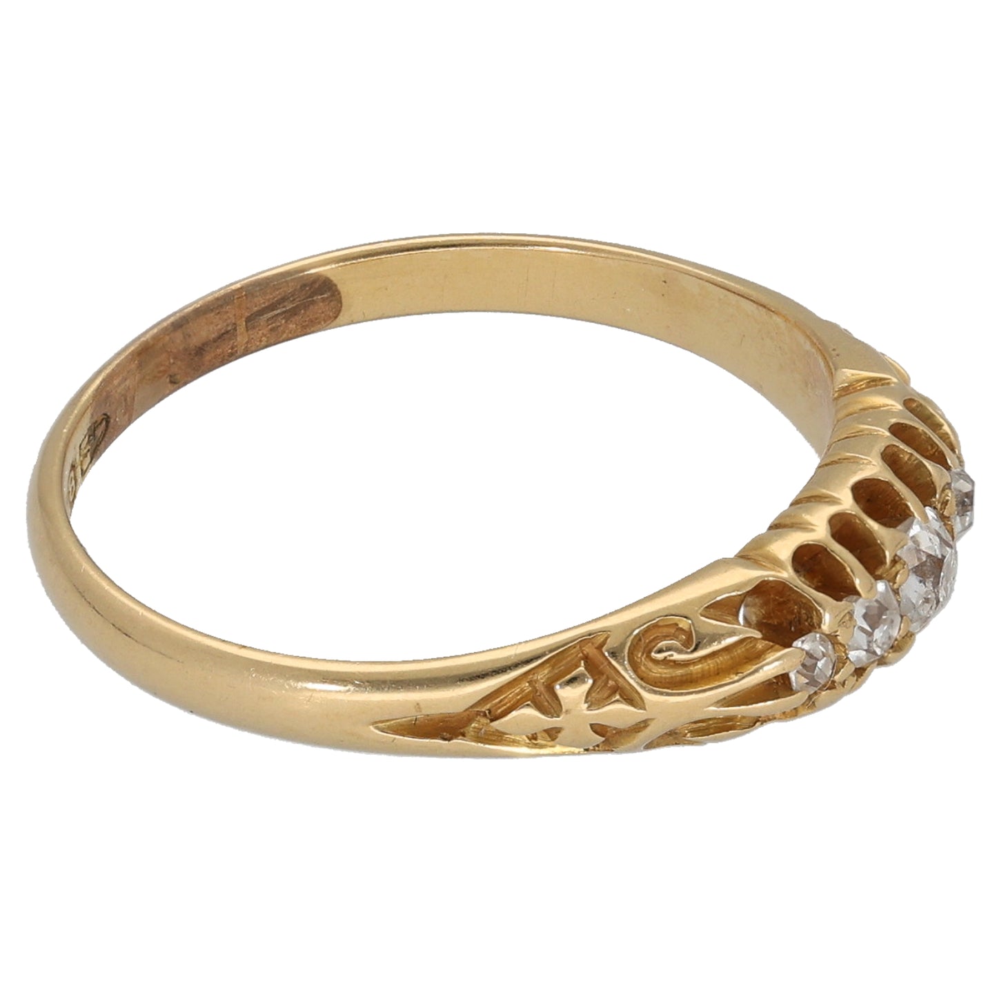 18ct Gold 0.15ct Diamond Stone Set Ring Antique & Vintage Size P