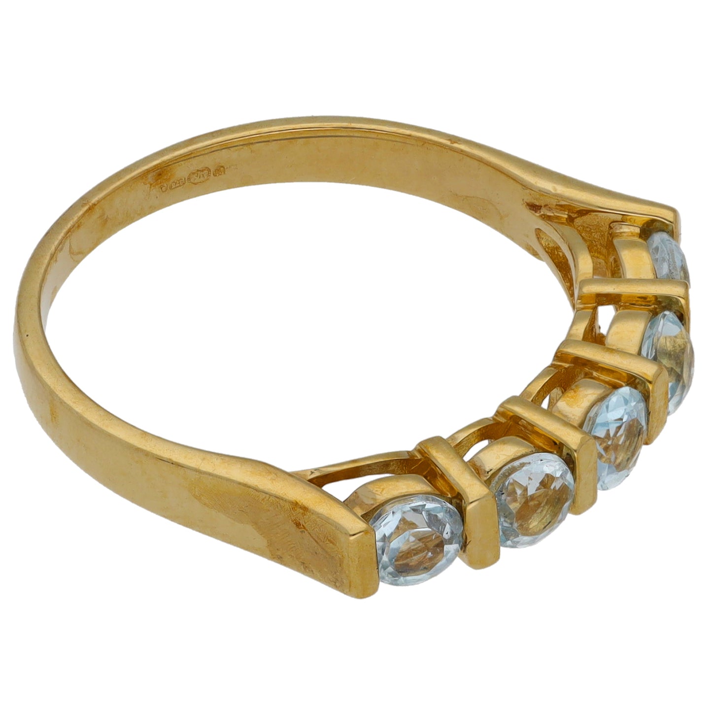 9ct Gold Topaz Half Eternity Ring Size P