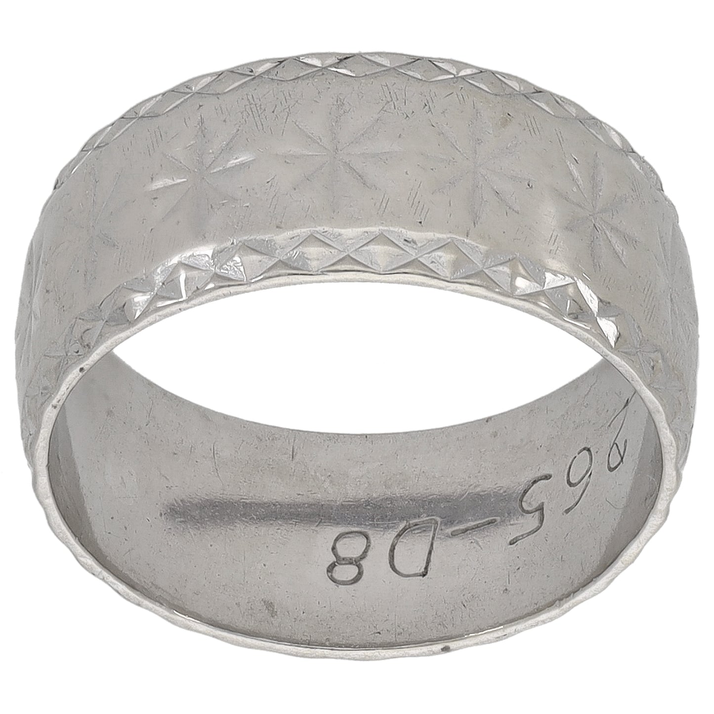 9ct White Gold Patterned Wedding Ring Size L