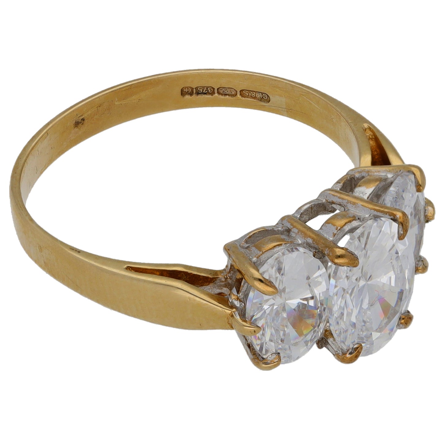 9ct Gold Cubic Zirconia Trilogy Ring Size O